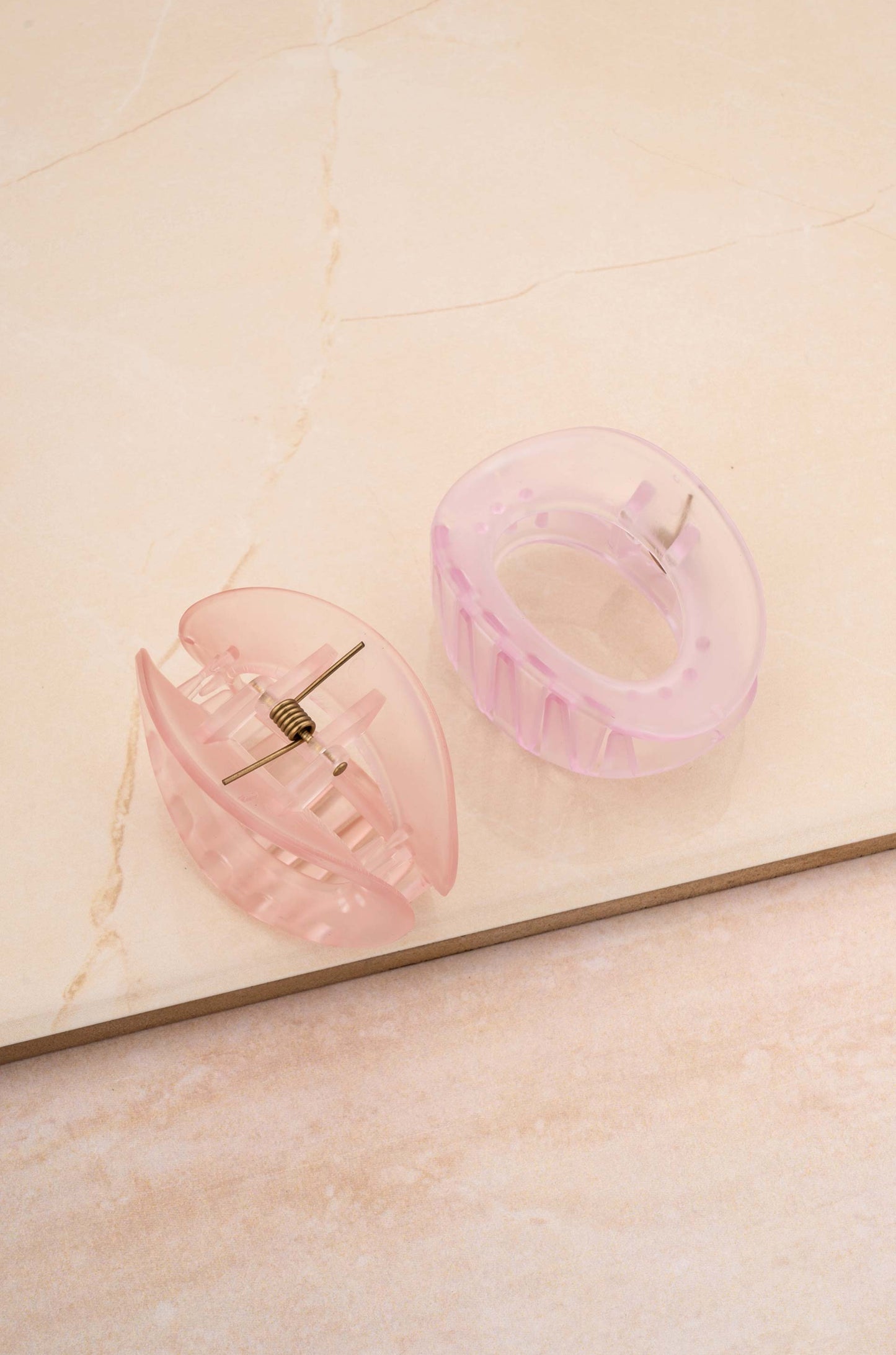 Clear Donut Hair Claw Set on slate