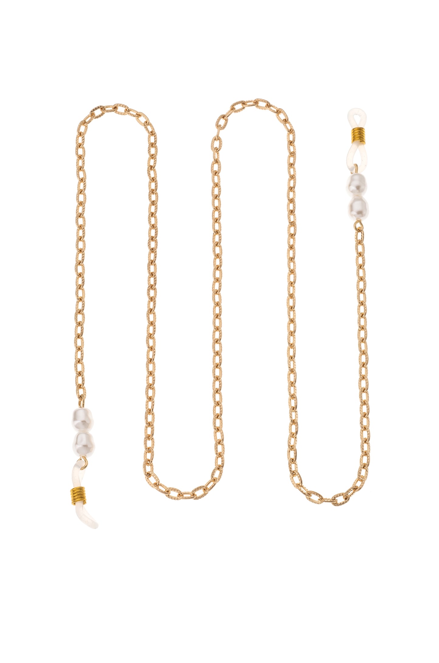 Wide Link Pearl Glasses Chain on white 2