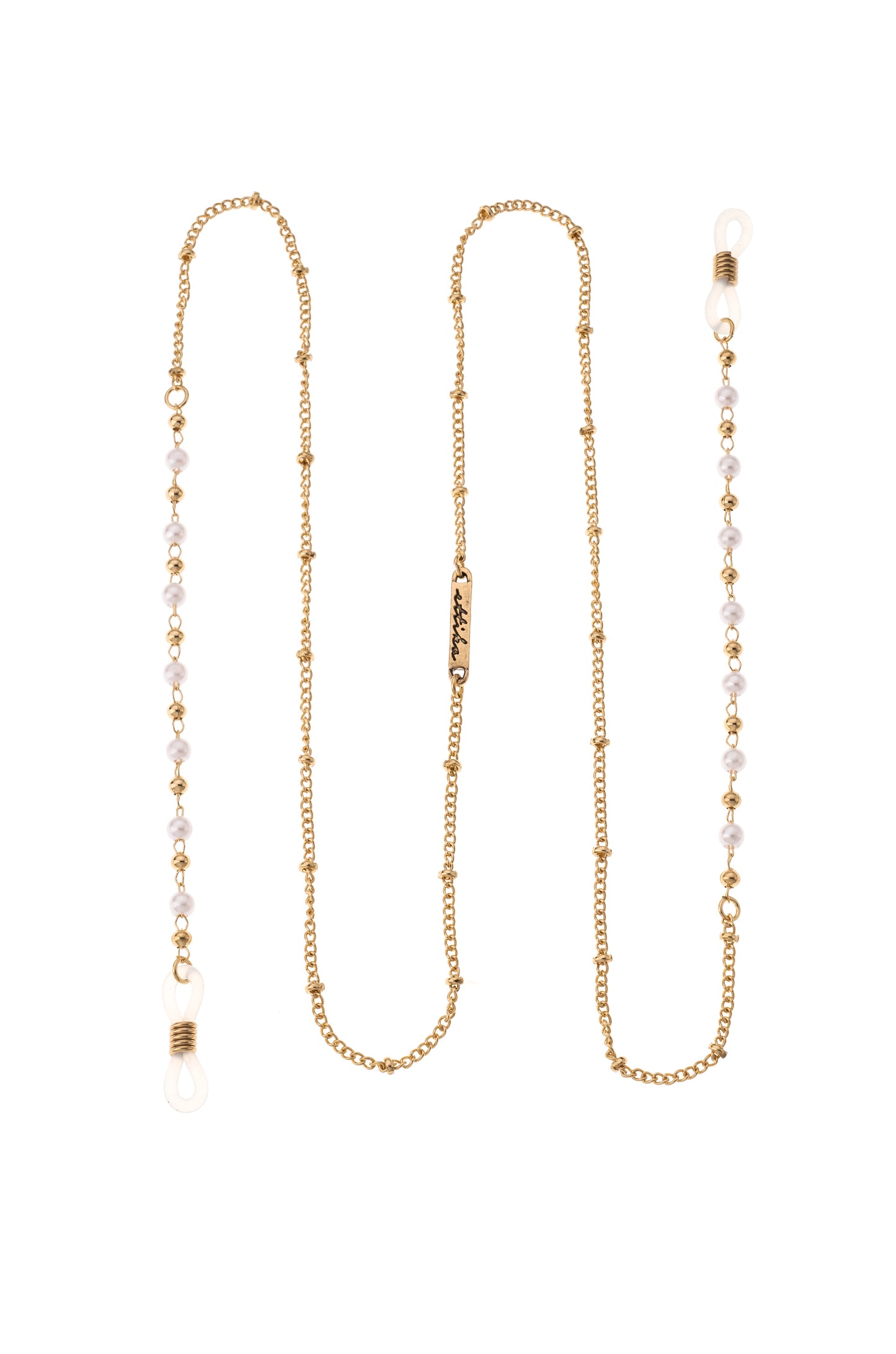 Dainty Pearl and Gold Glasses Chain front