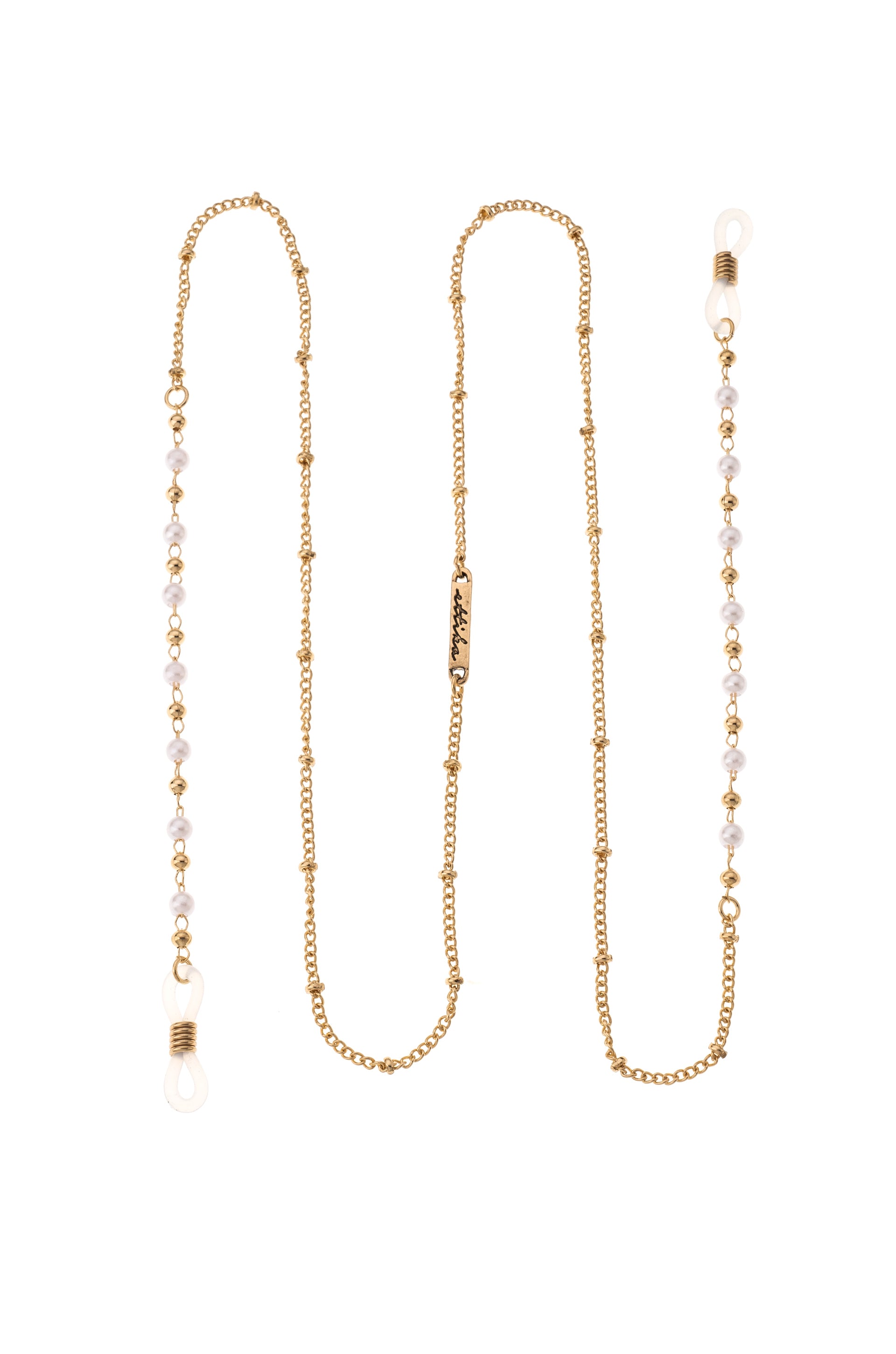 Dainty Pearl and Gold Glasses Chain front