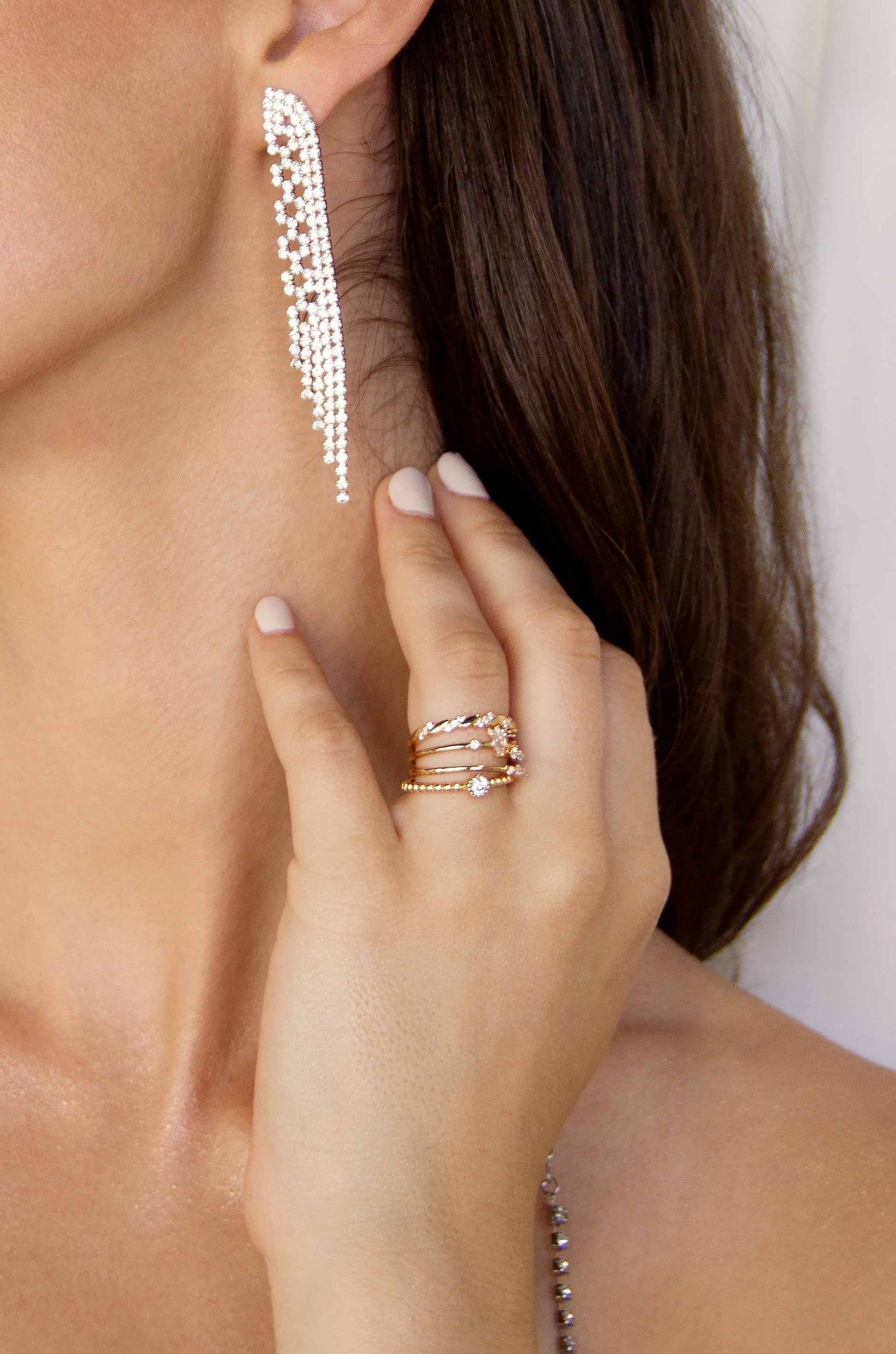Keep It Simple 18k Gold Plated Ring Set on a model
