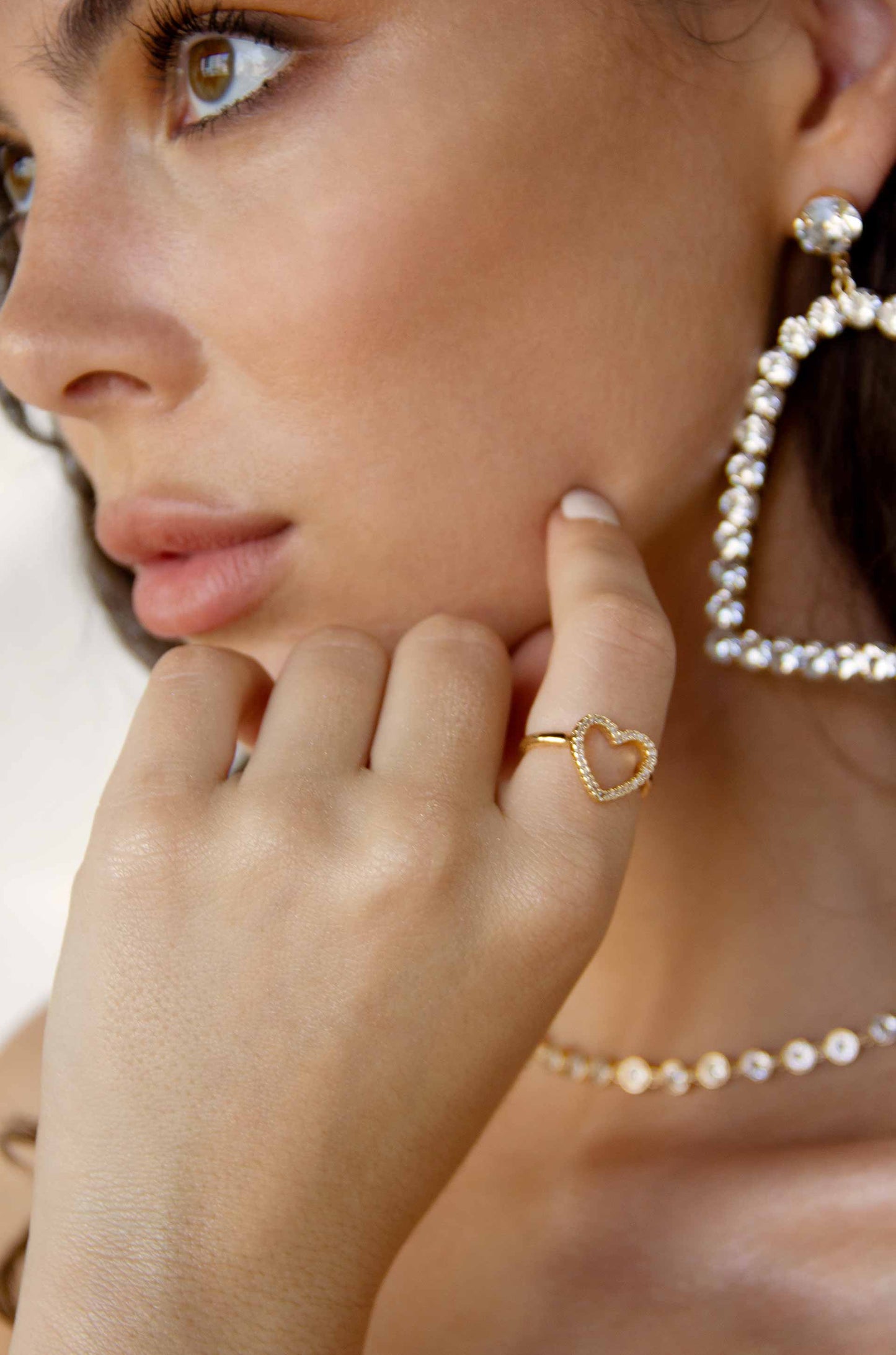 Loving On You 18k Gold Plated & Crystal Ring Set on a model