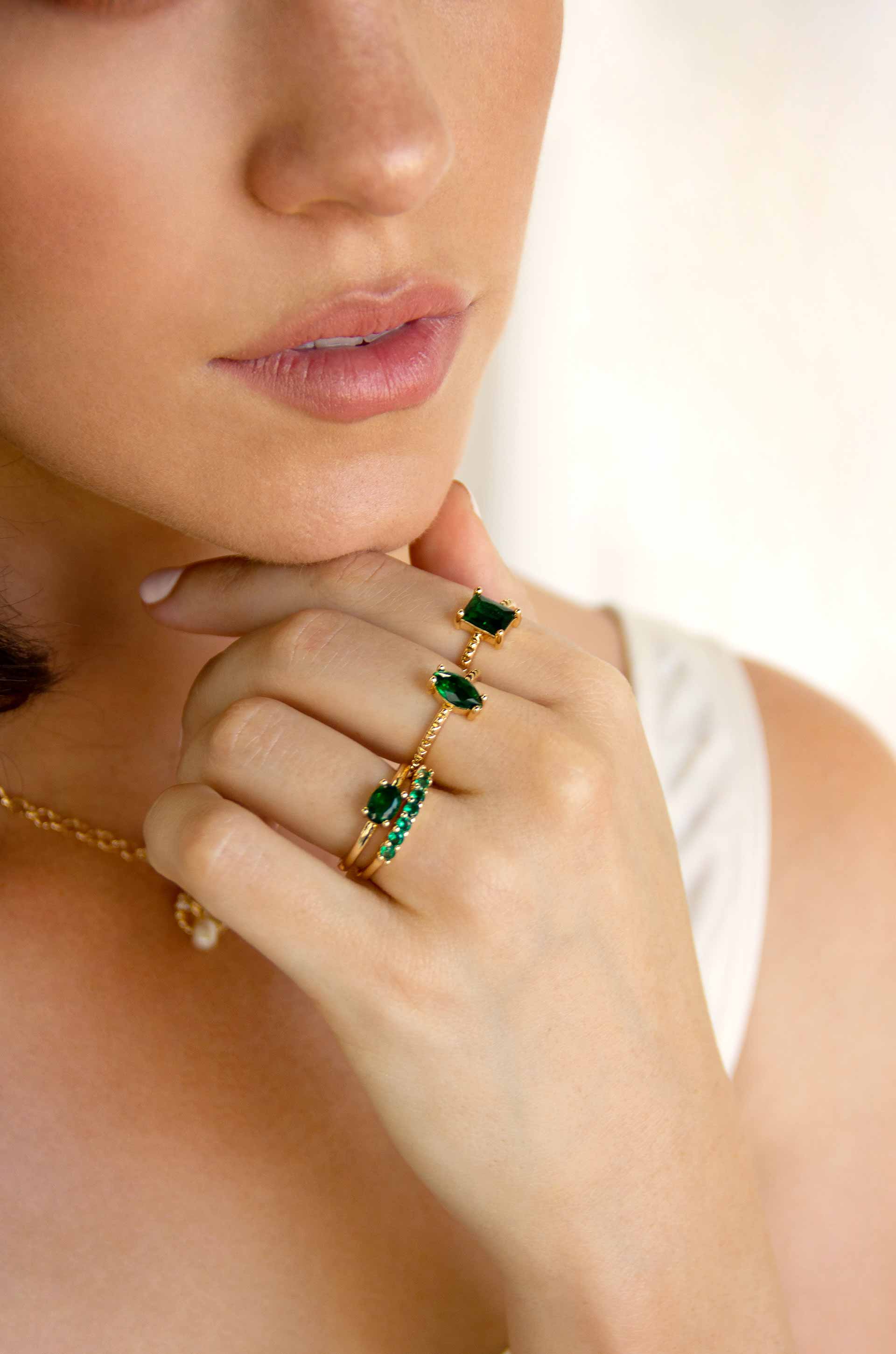 Green With Envy Ring Set on model