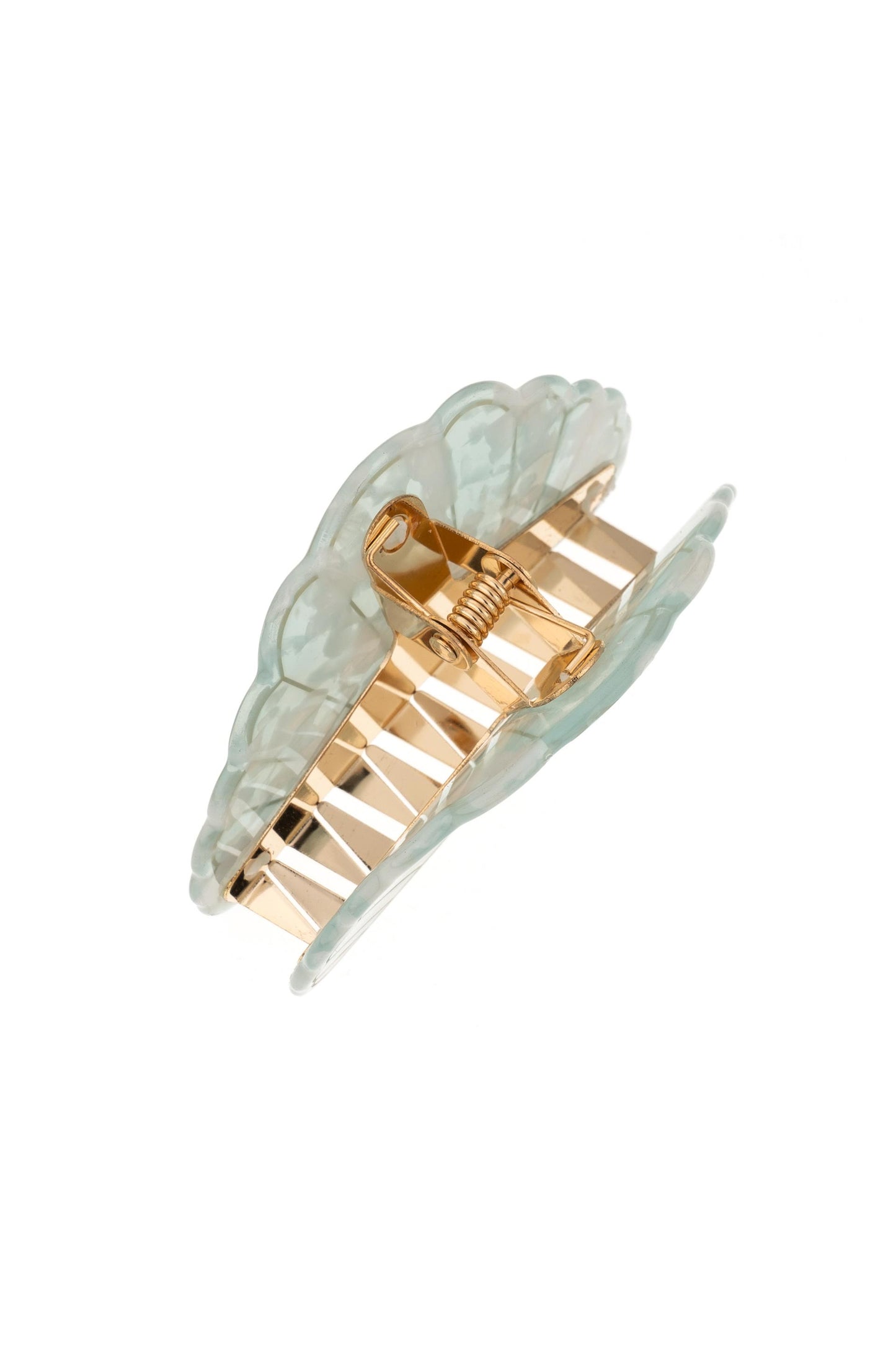 Sea Siren Shell Hair Claw on white top