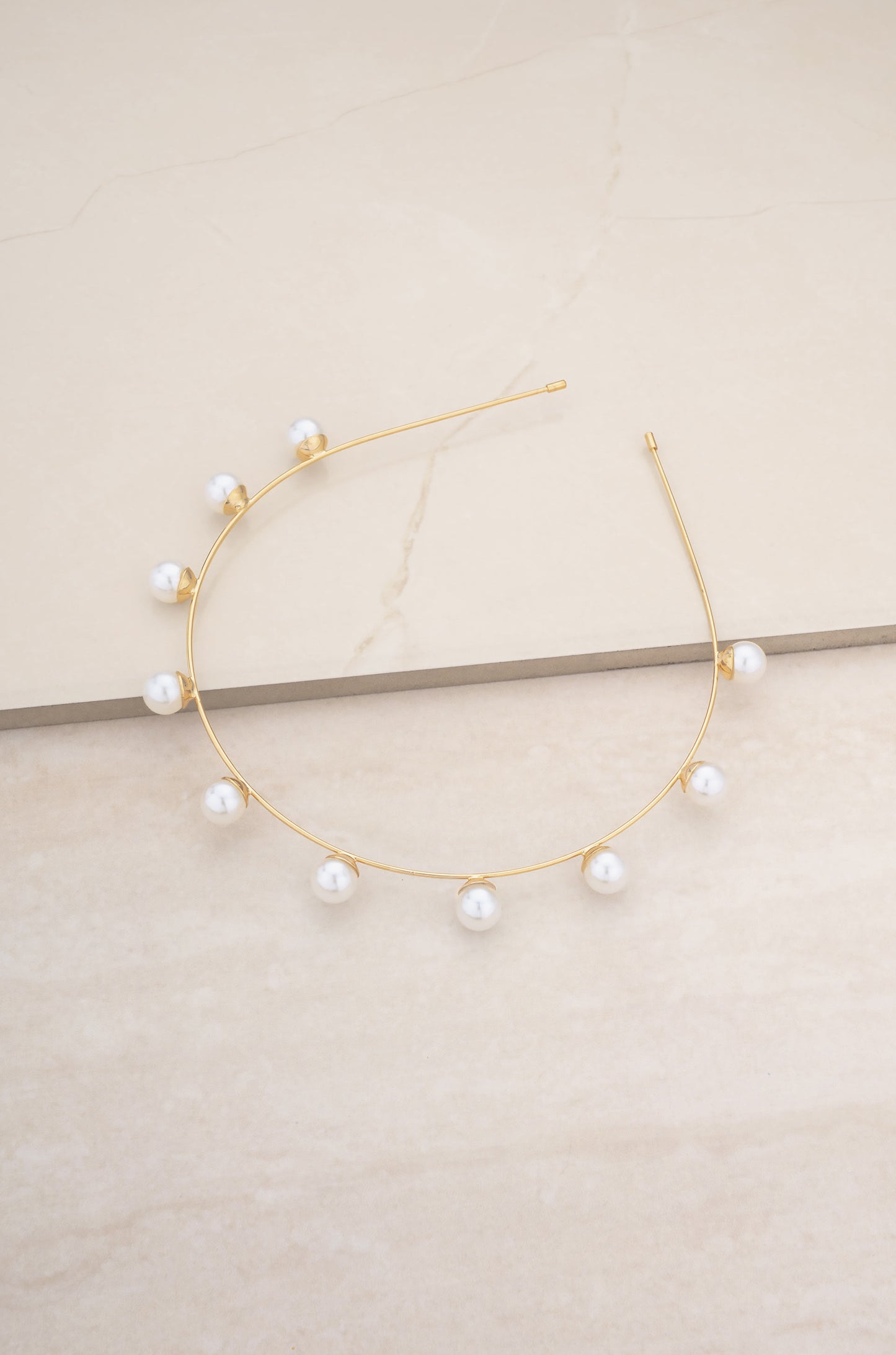 Pearl Studded Headband on slate