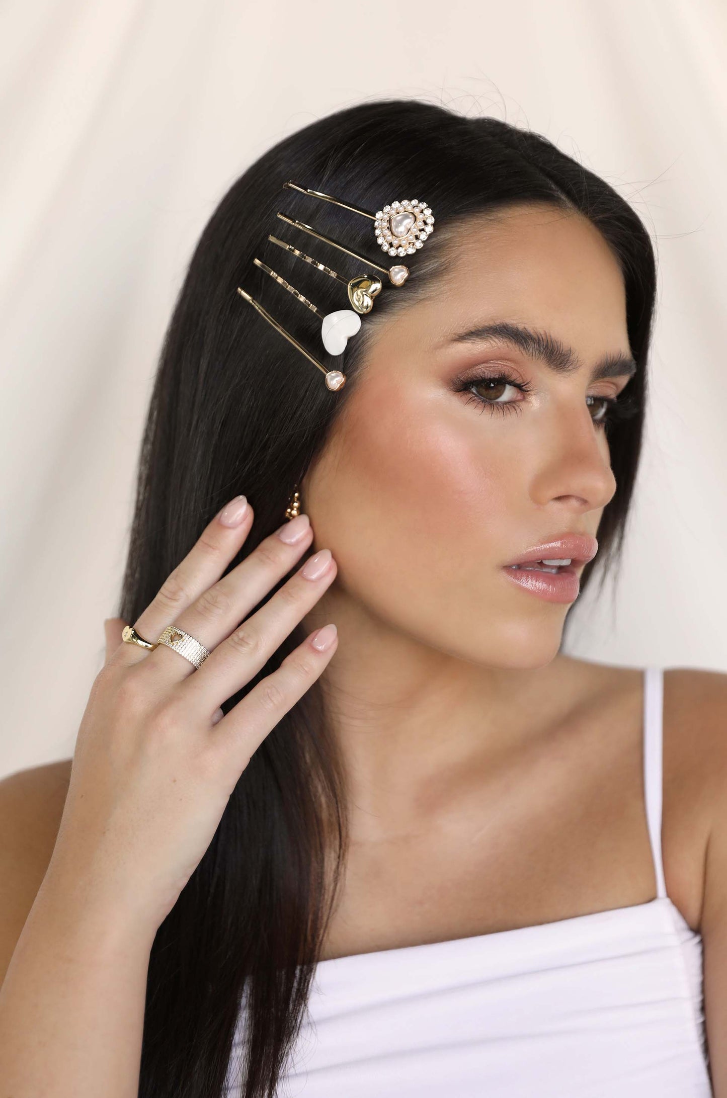 Lonely Hearts Club Hair Pin Set on model
