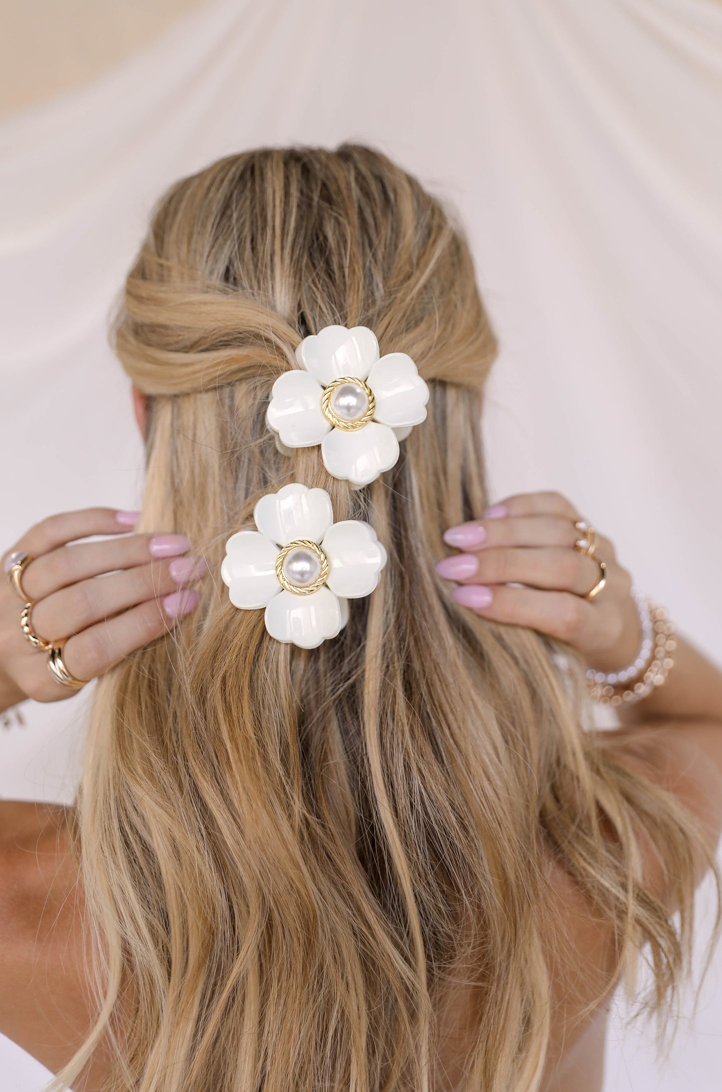 Daisy Claw Clip on a model