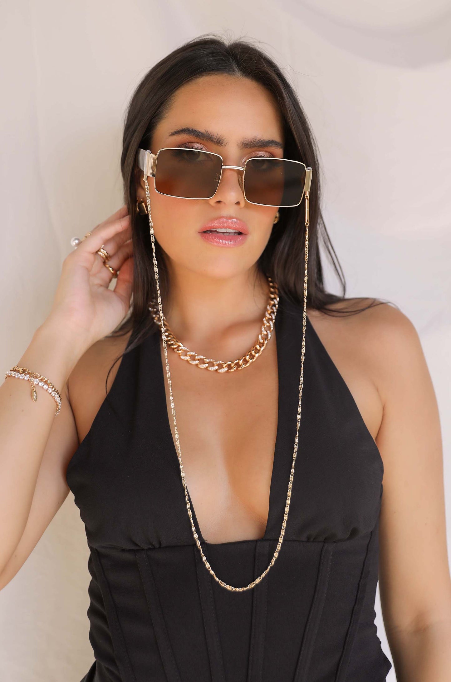 Level Up Glasses Chain on model