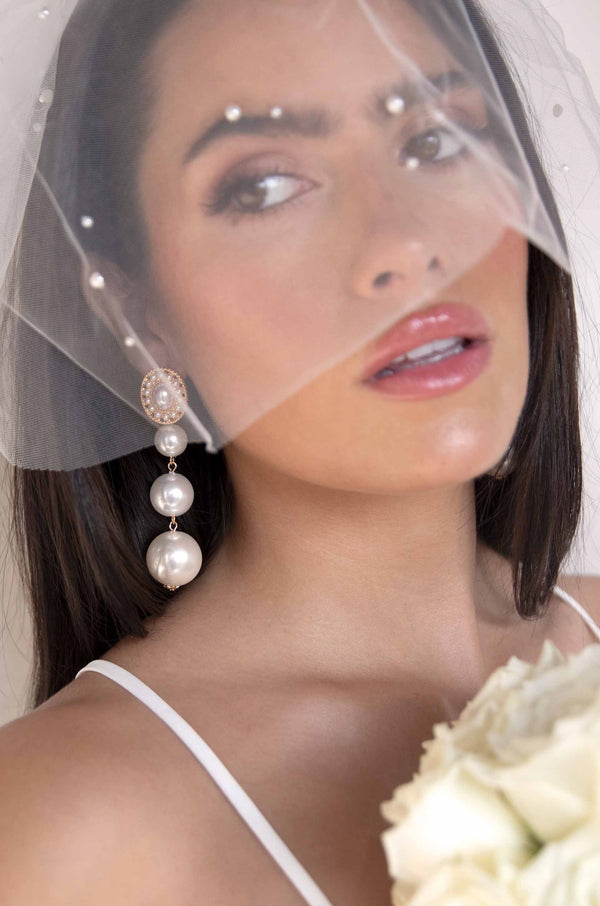 Graduating Pearl Dangle Earrings Second