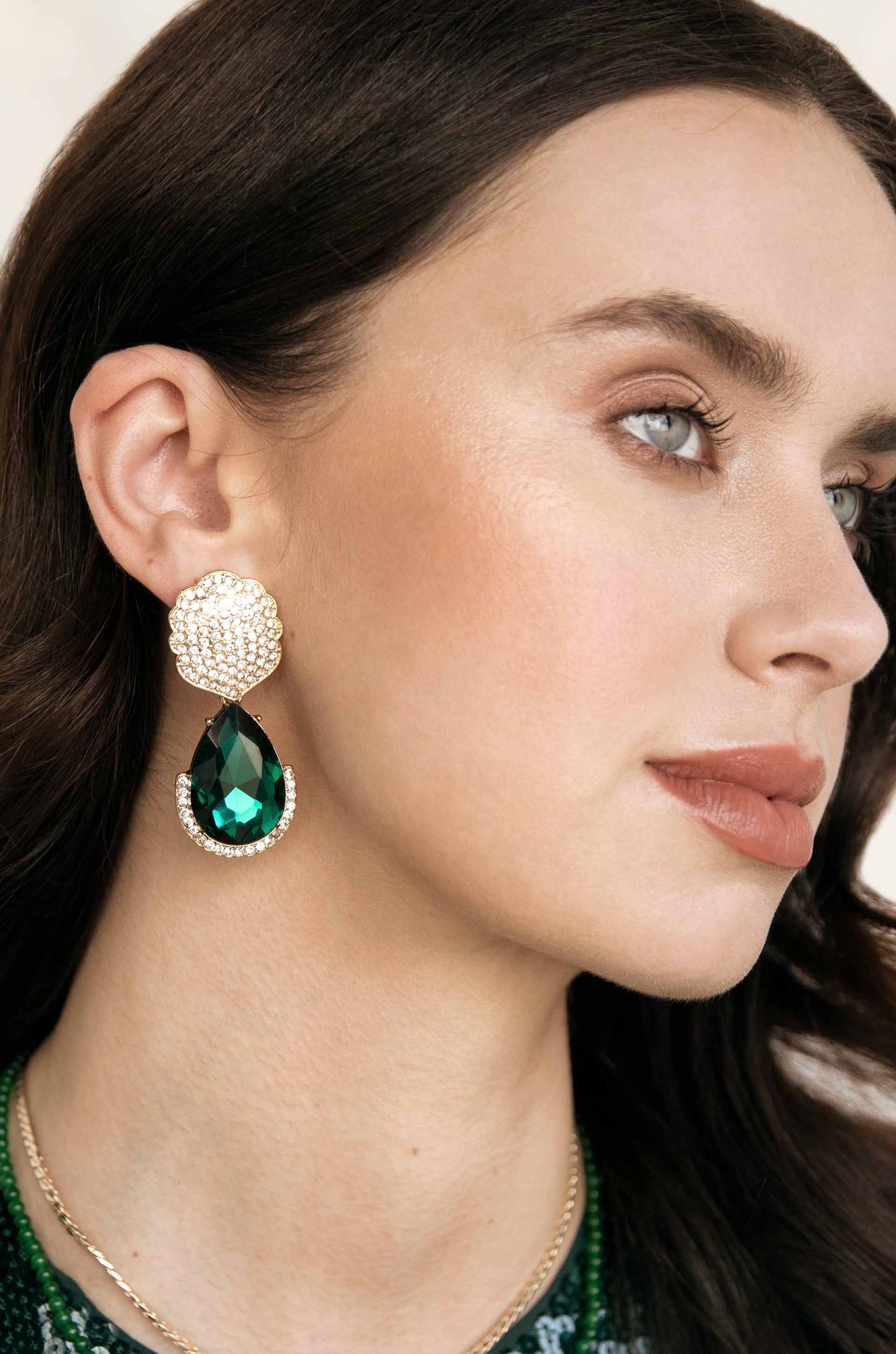 Tea Garden 18k Gold Plated Teardrop Earrings on a model