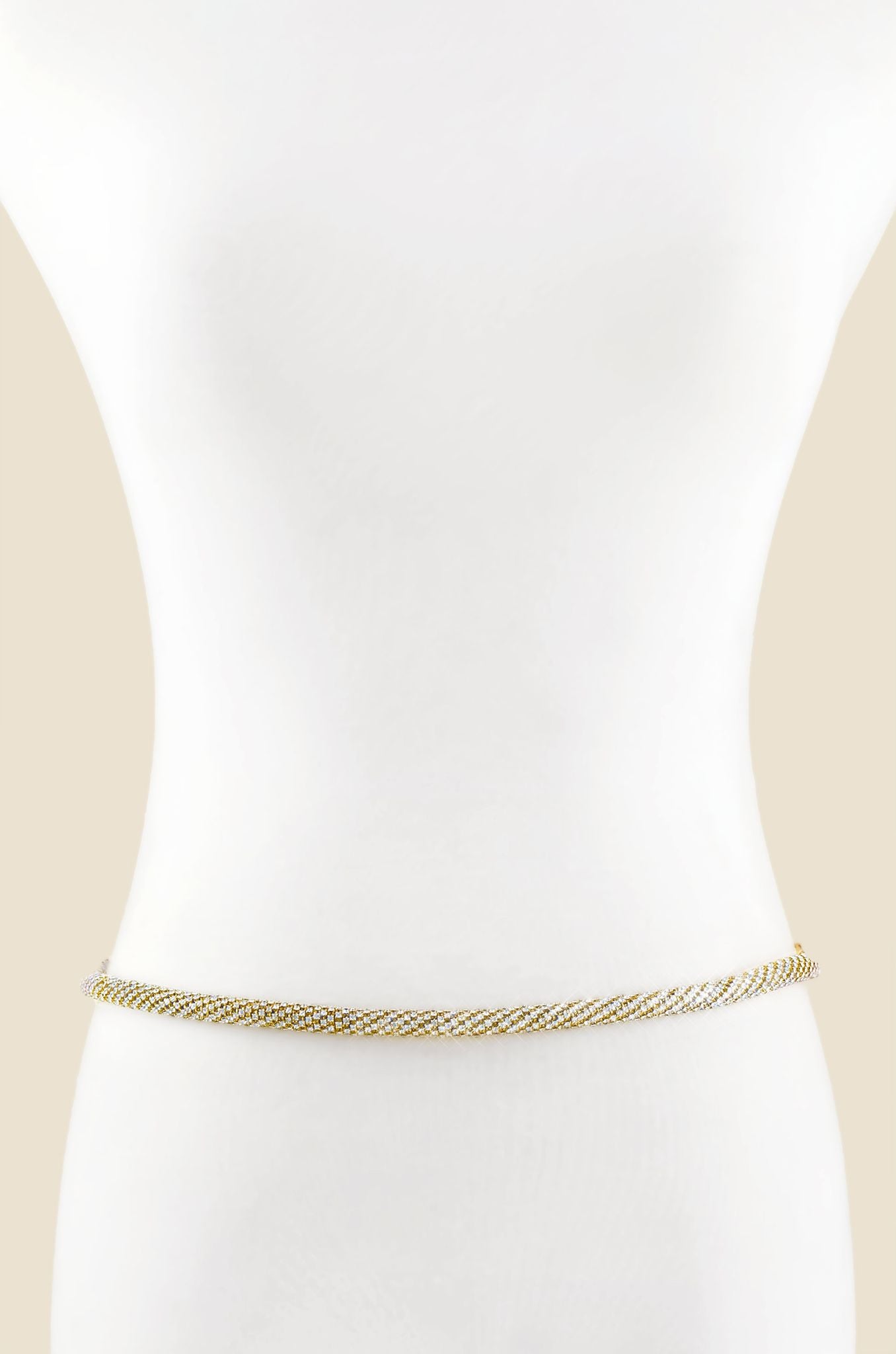 Snake Chain Belt on model front view
