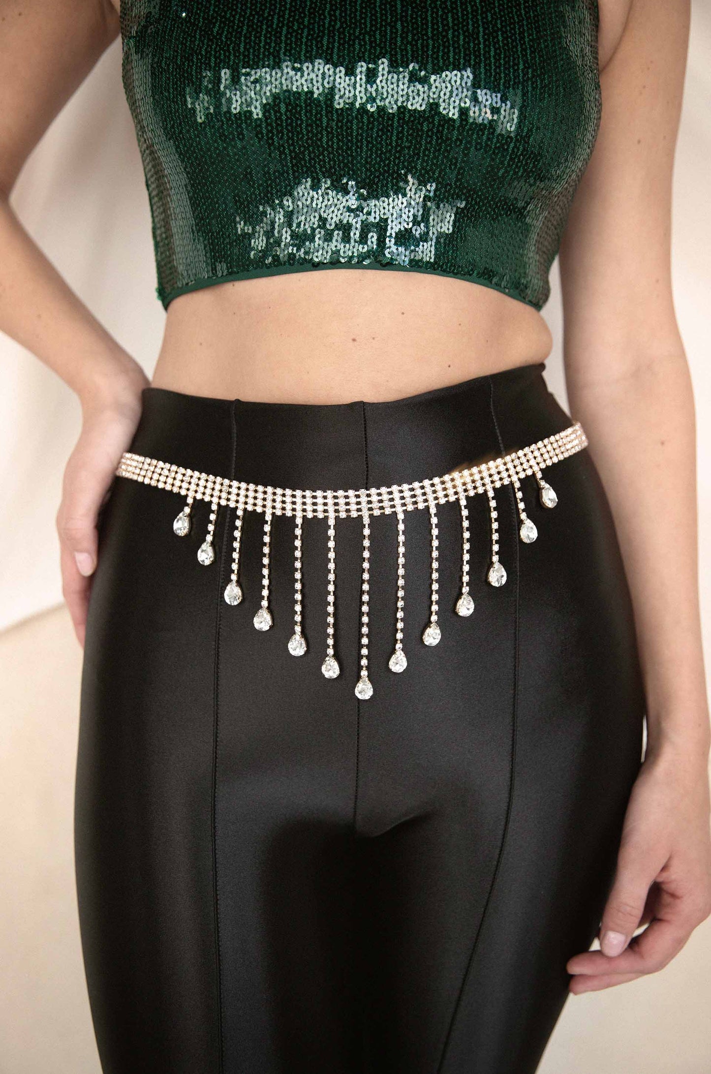 Crystal Raindrop Belt on a model