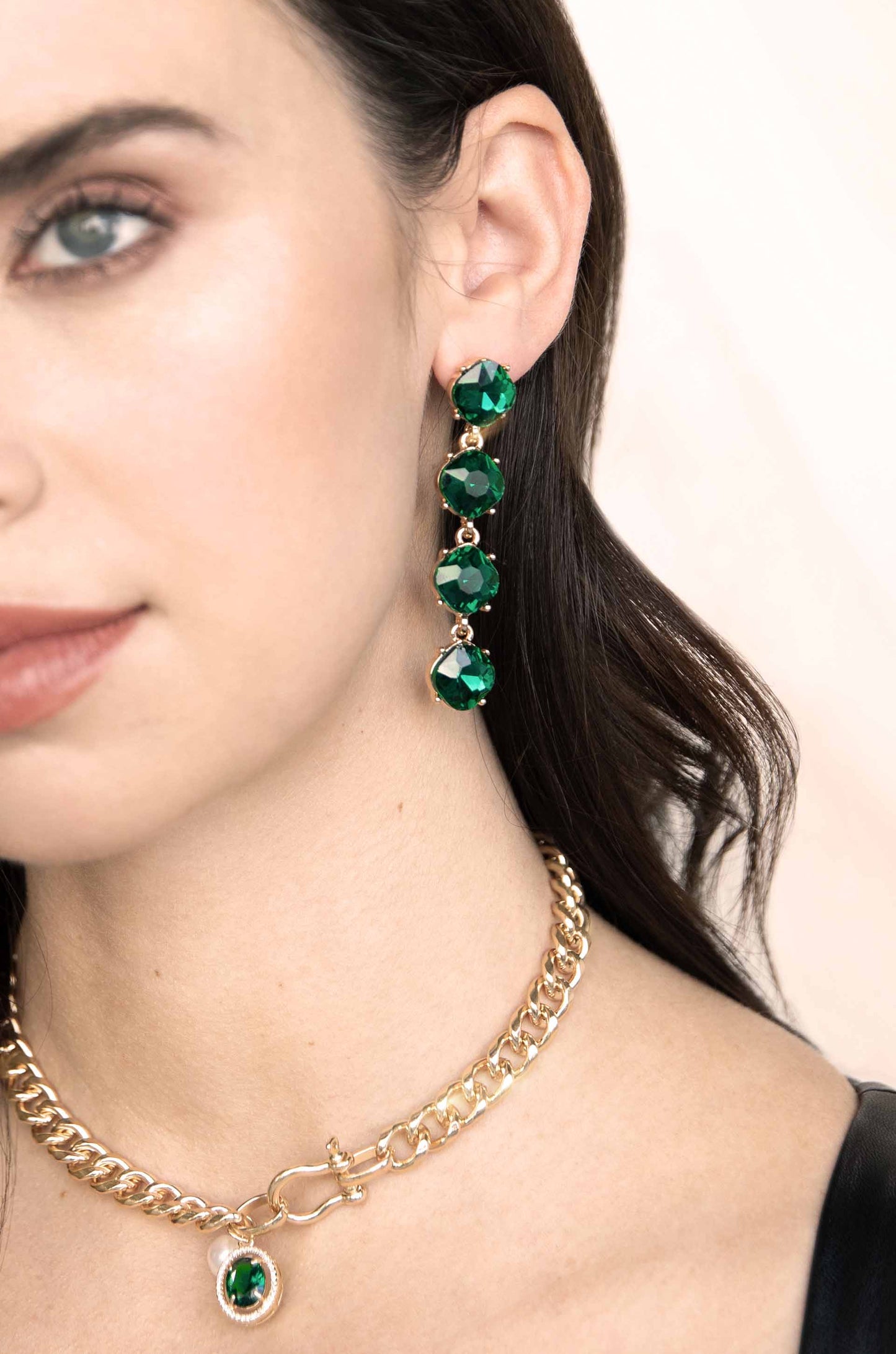 Four the Money Earrings on model 4