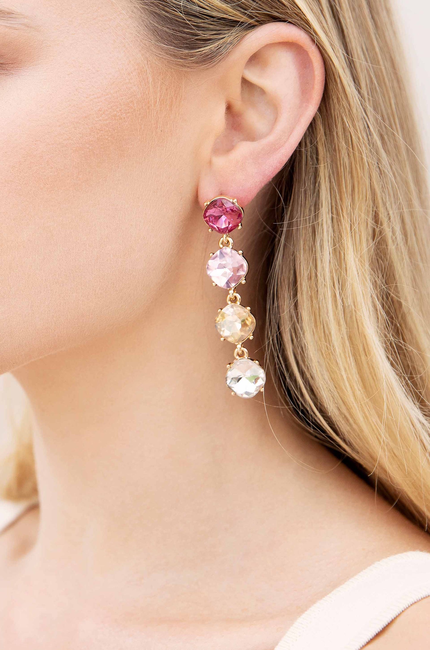 Four the Money 18k Gold Plated Earrings on model