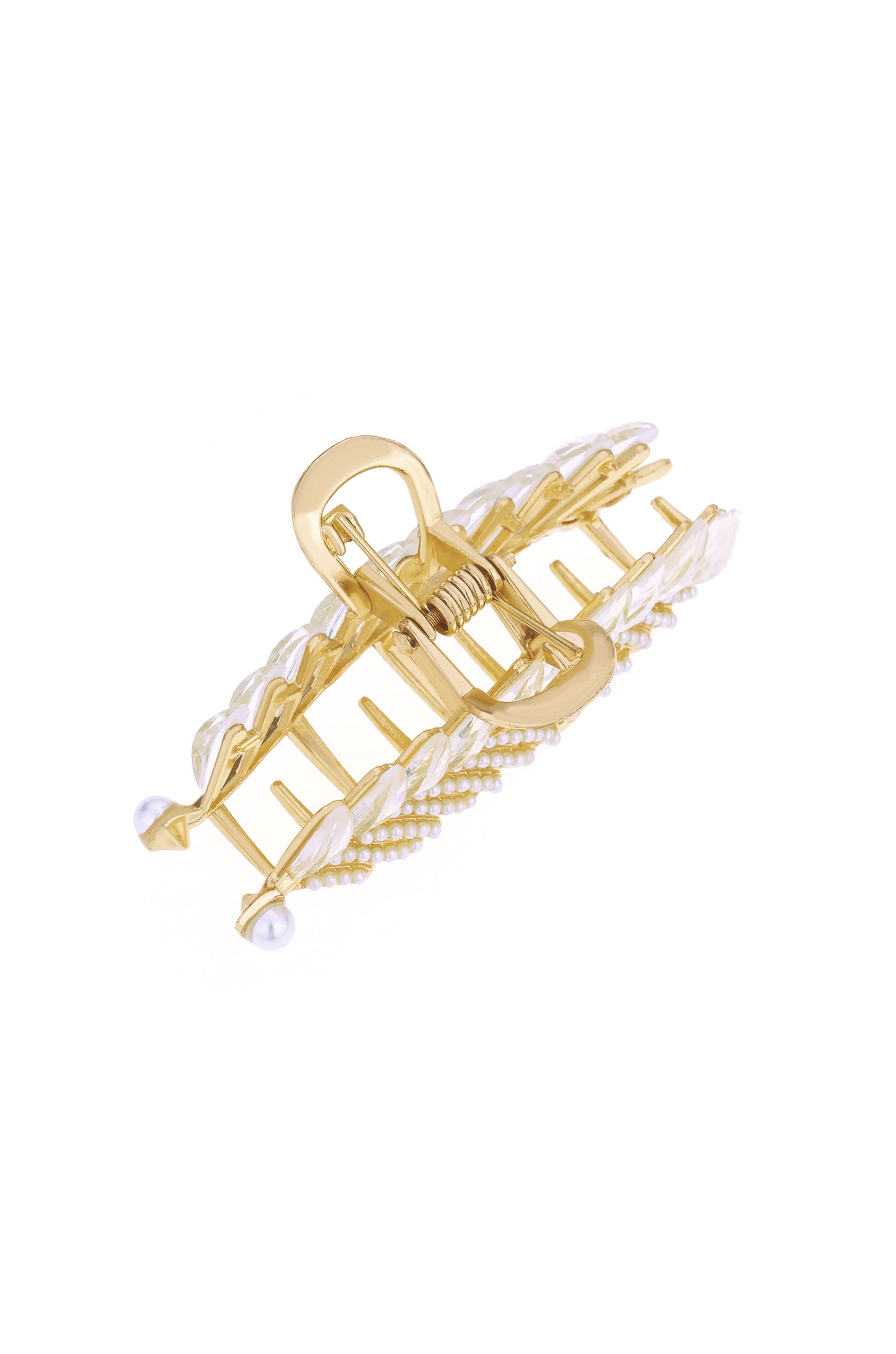 Greek Goddess Hair Claw on white top