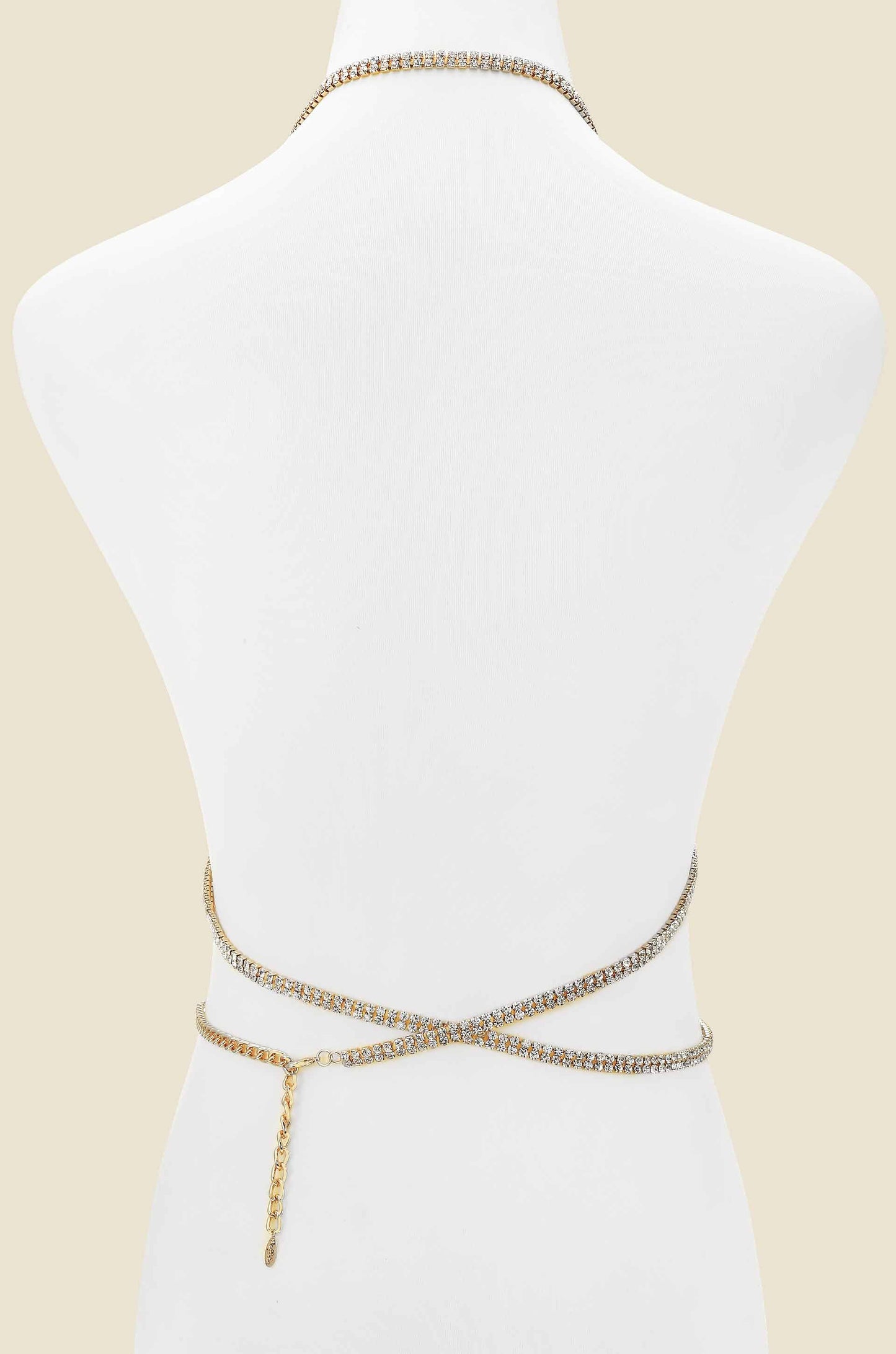 Wrapped Up in Crystal Body Chain on slate back