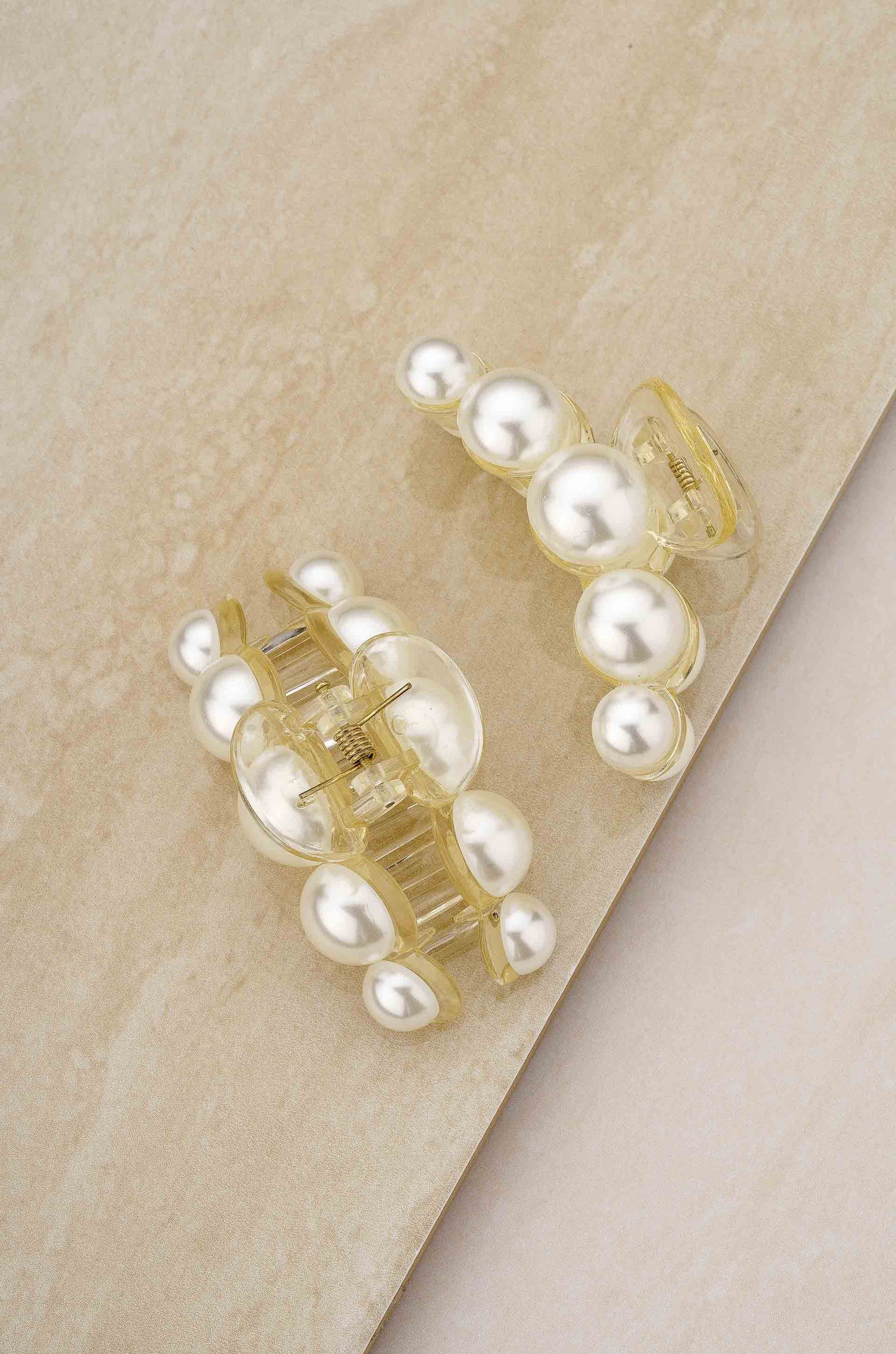 Pearl Hair Claw Set of 2 on slate background
