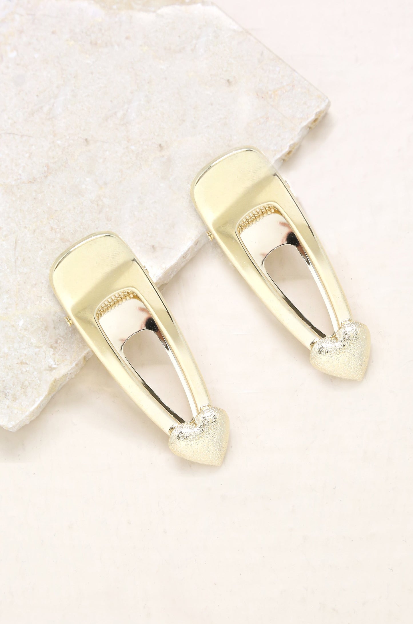 Double Love Clip Set in Gold on slate background