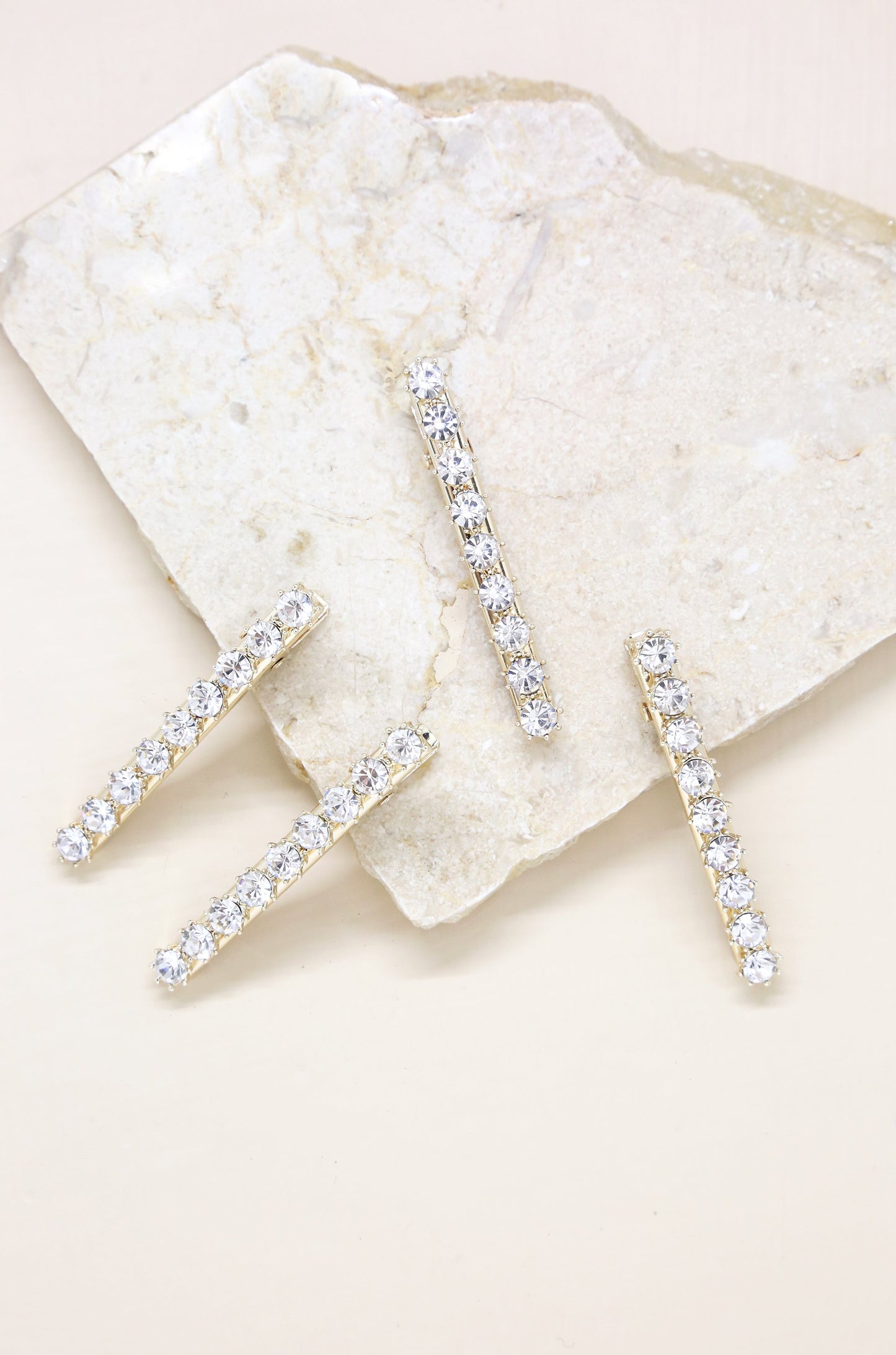 Brittany Crystal Clip Set on slate background