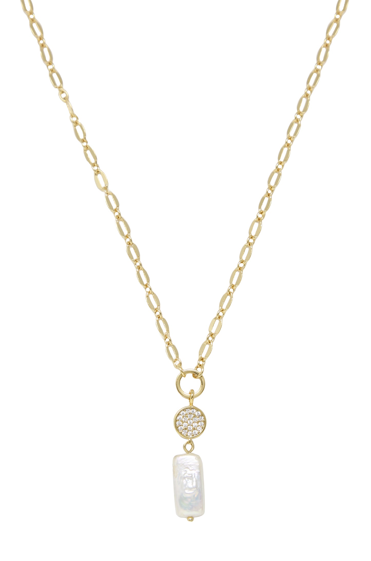 Dainty Vibes Freshwater Pearl 18k Gold Plated Necklace on white background