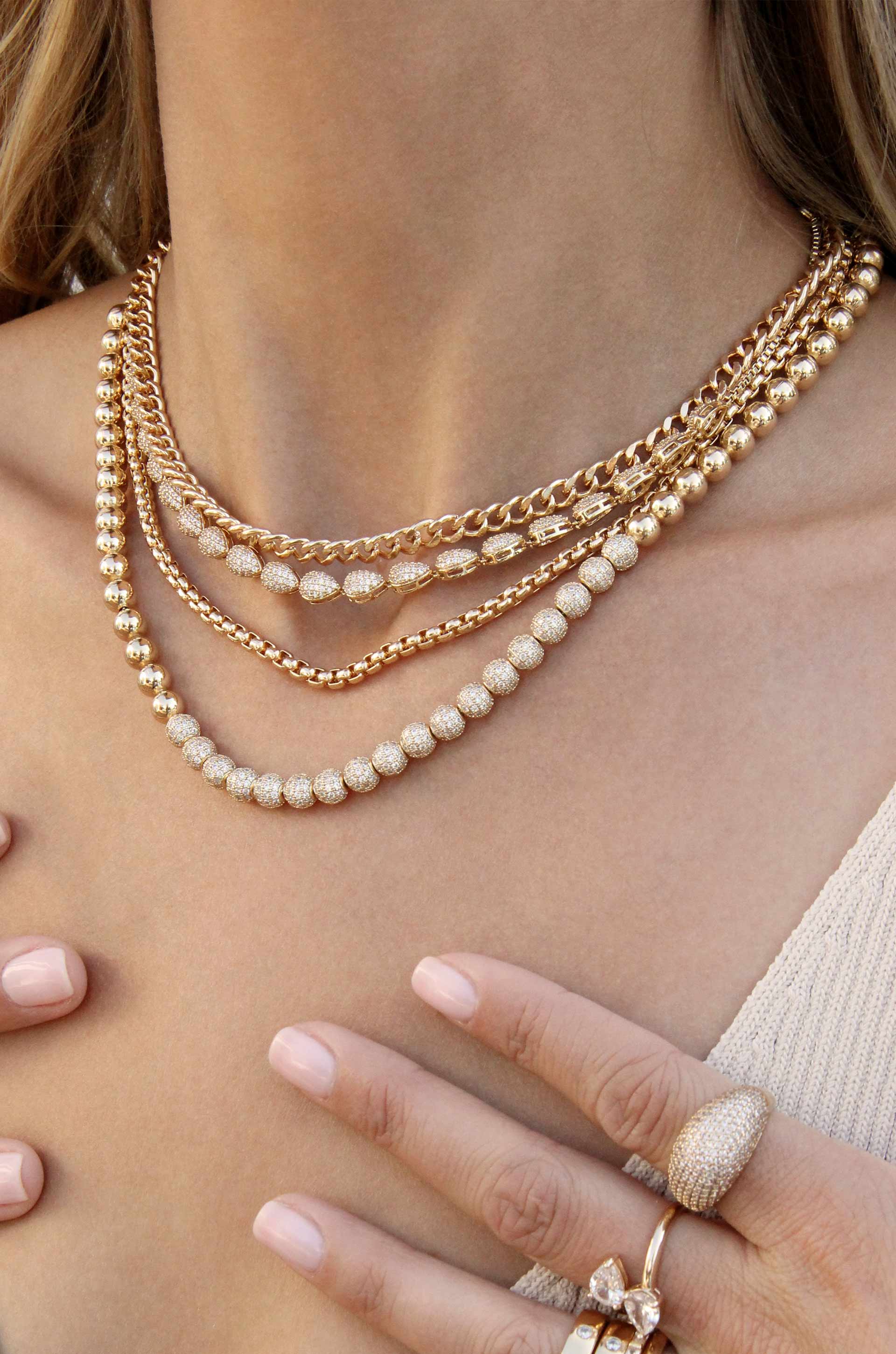 Raised Crystal Teardrop and Adjustable Necklace on model 2