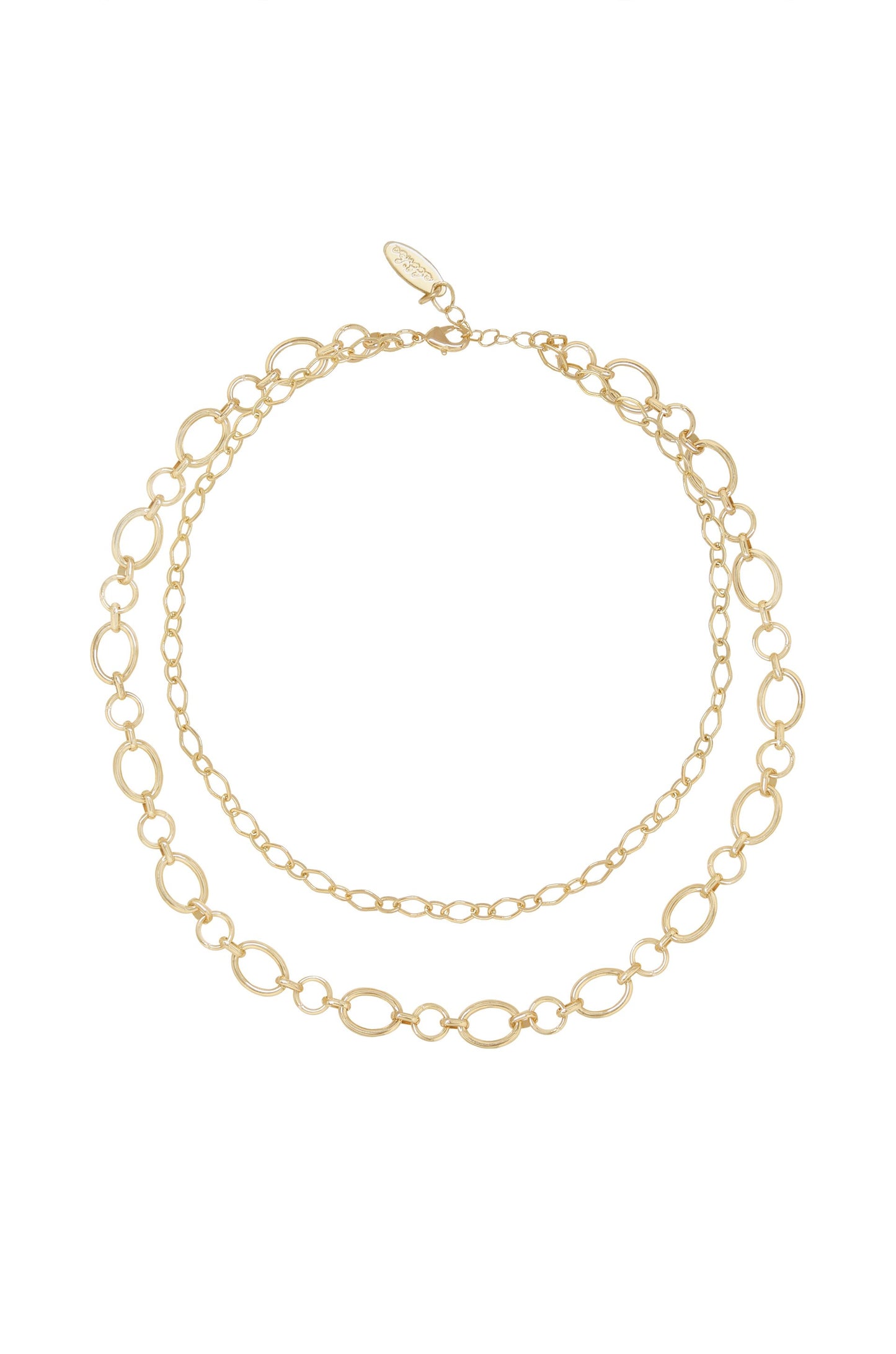 Large Links Double Chain Necklace close up