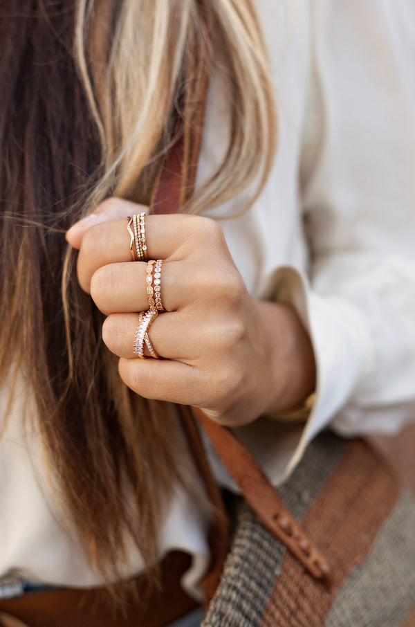Multi-Stack Geo Crystal Ring Set of 6 Second