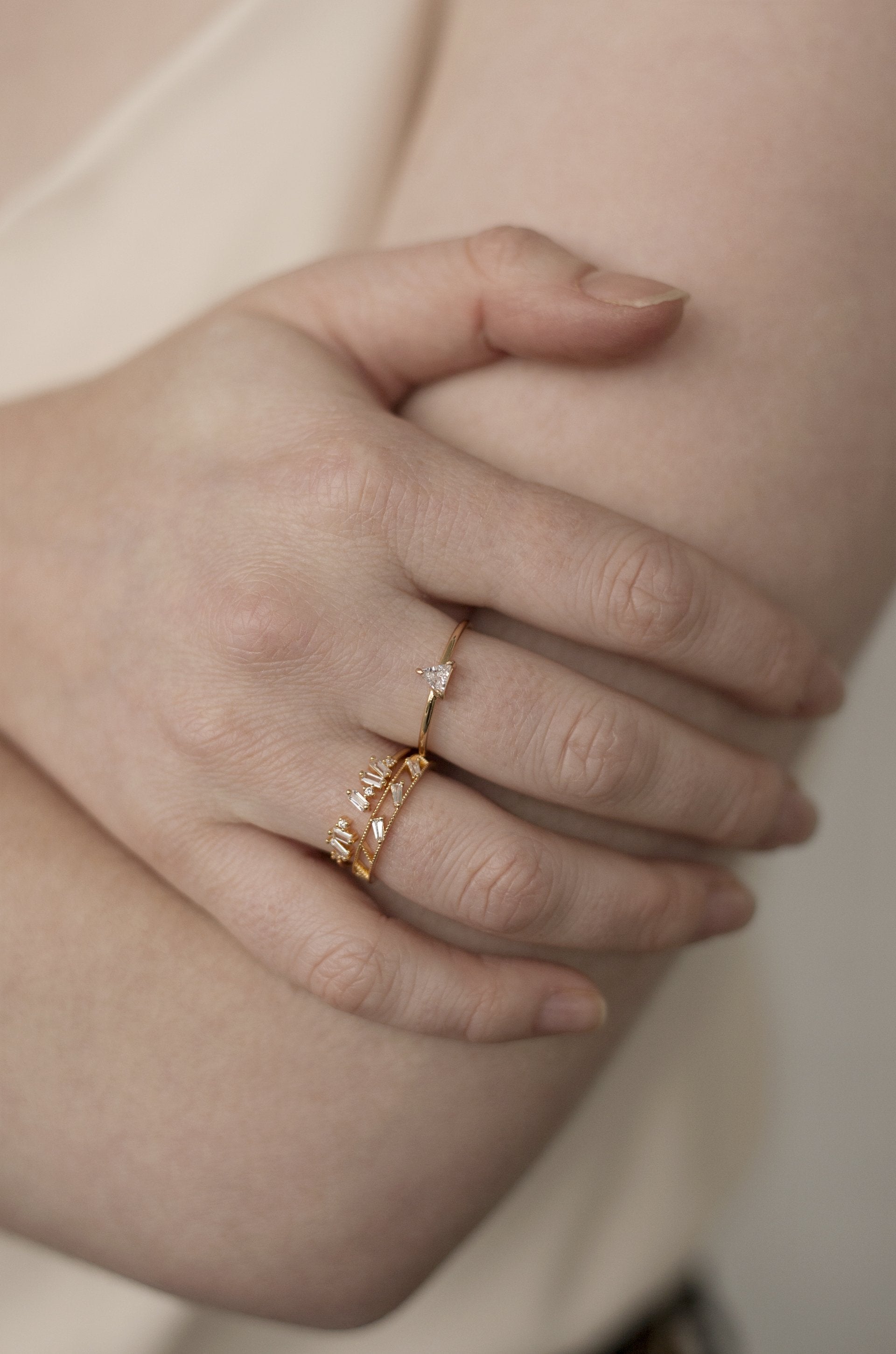 Love Story Crystal Ring Set of 3 on model