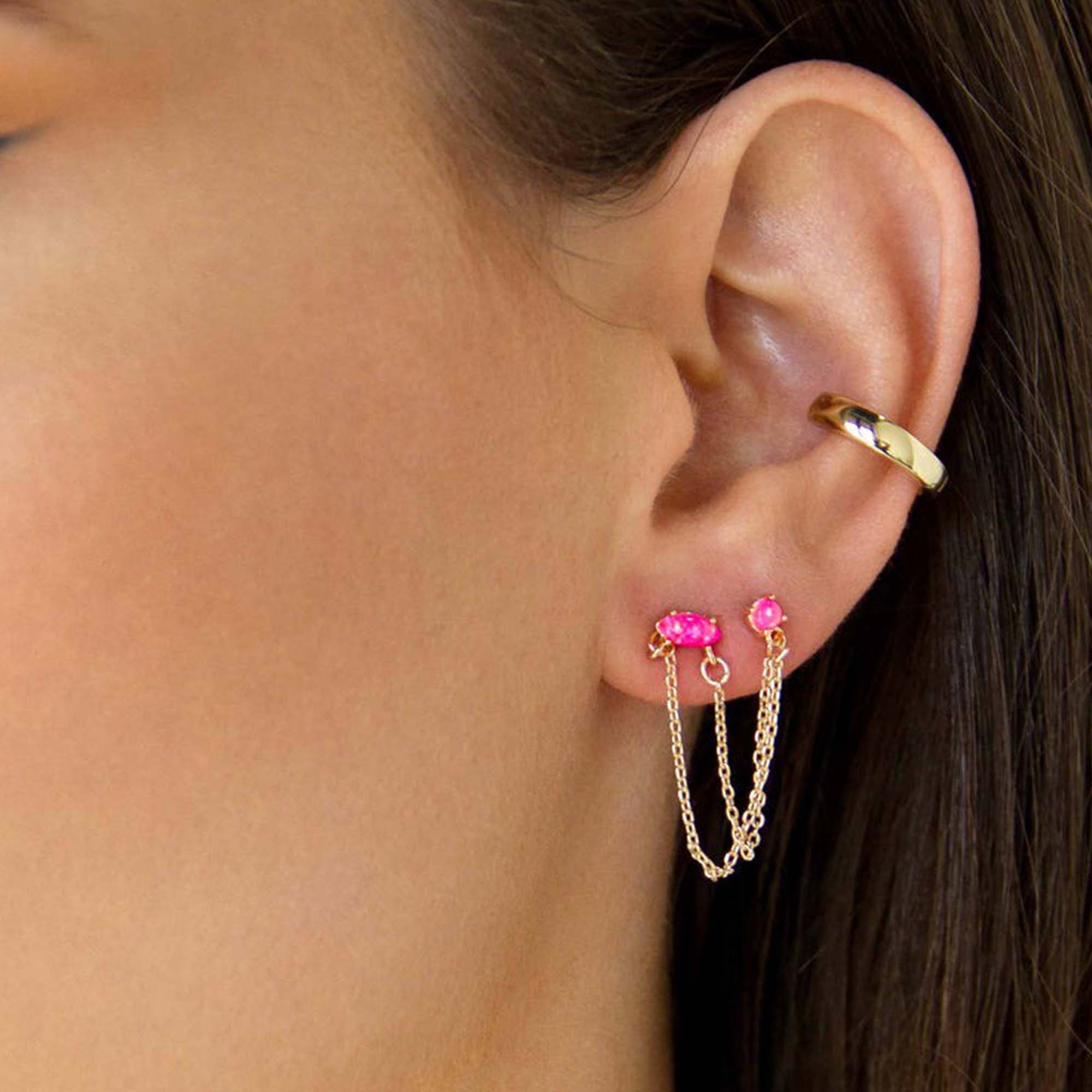 Double Piercing Earrings – Cute, Minimalist Lobe to Lobe Chains – Ettika