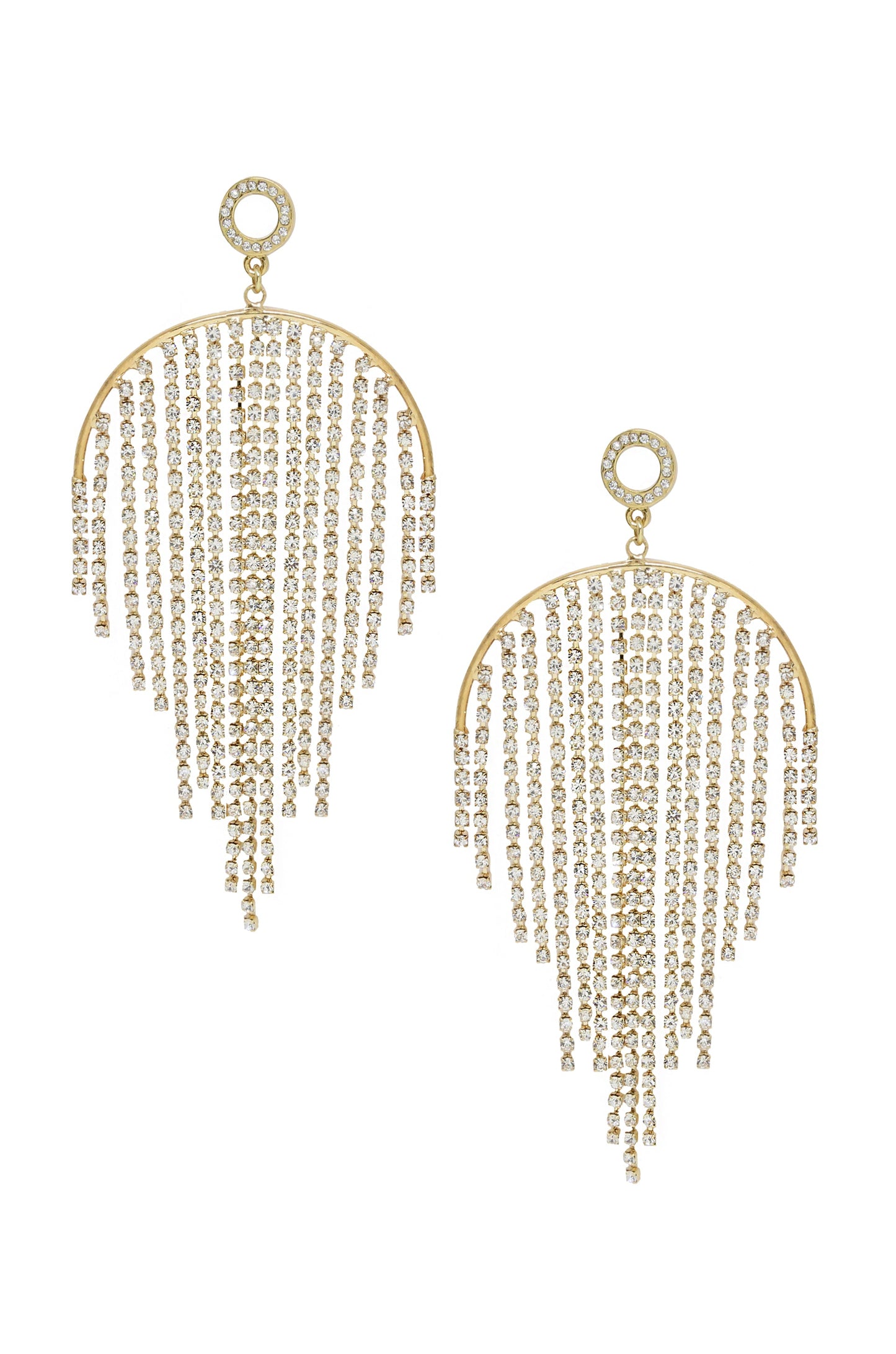 Crystal Elegance Fringe 18k Gold Plated Earrings