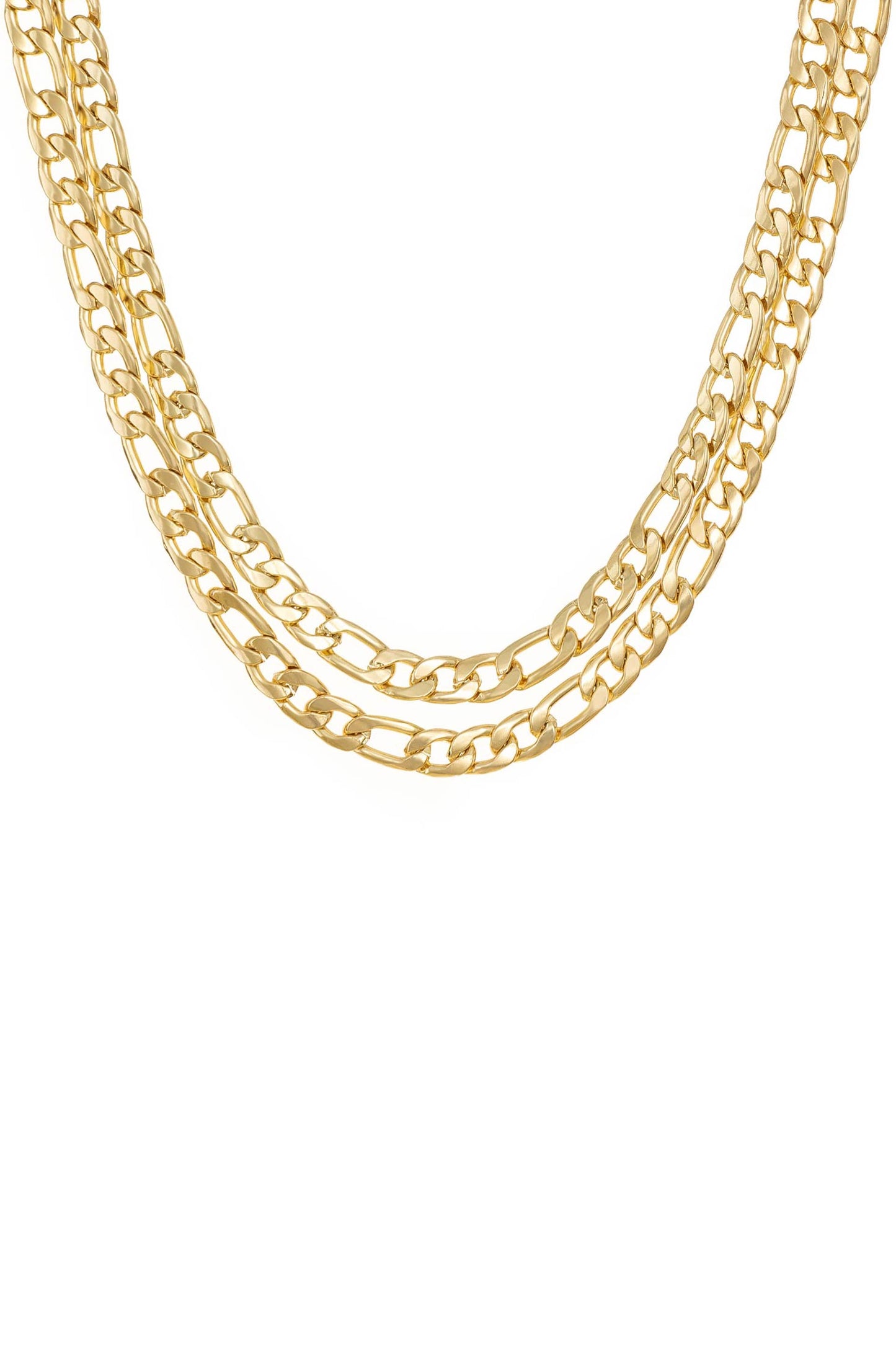 Double Linked 18k Gold Plated Chain Necklace