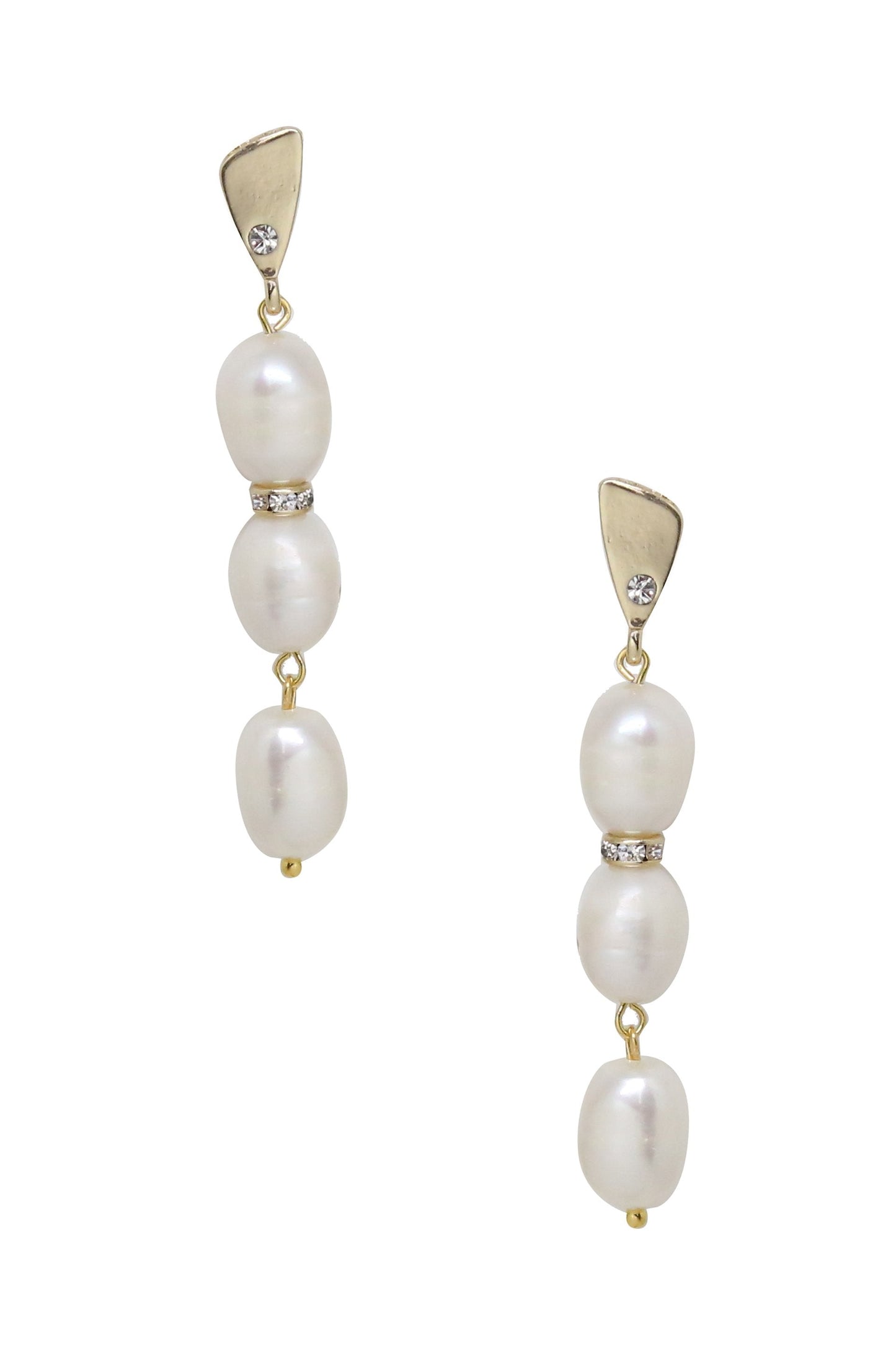 Drop Crystal & Pearl 18k Gold Plated Earrings