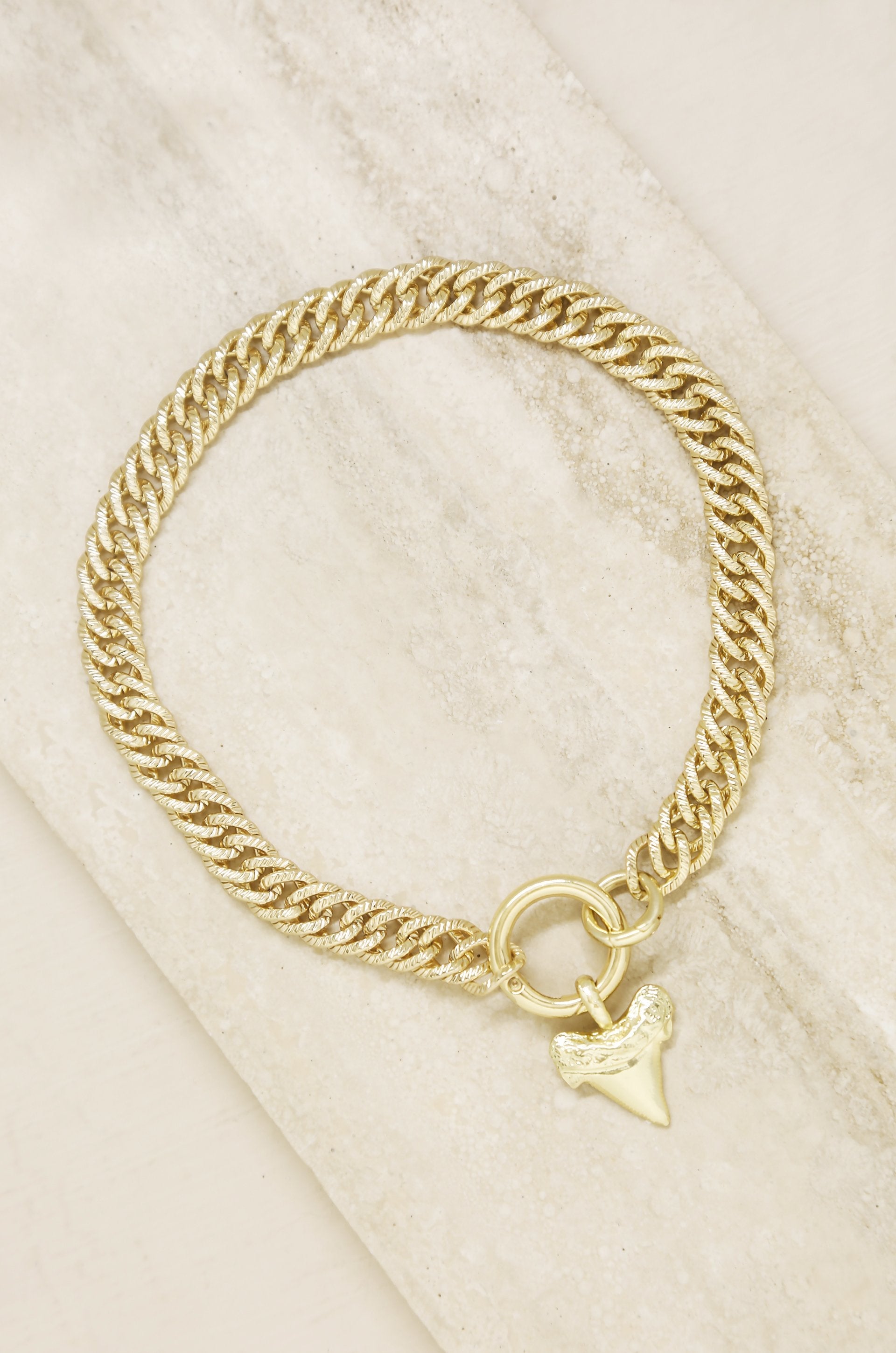 Into the Deep 18k Gold Plated Sharktooth Choker Necklace slate