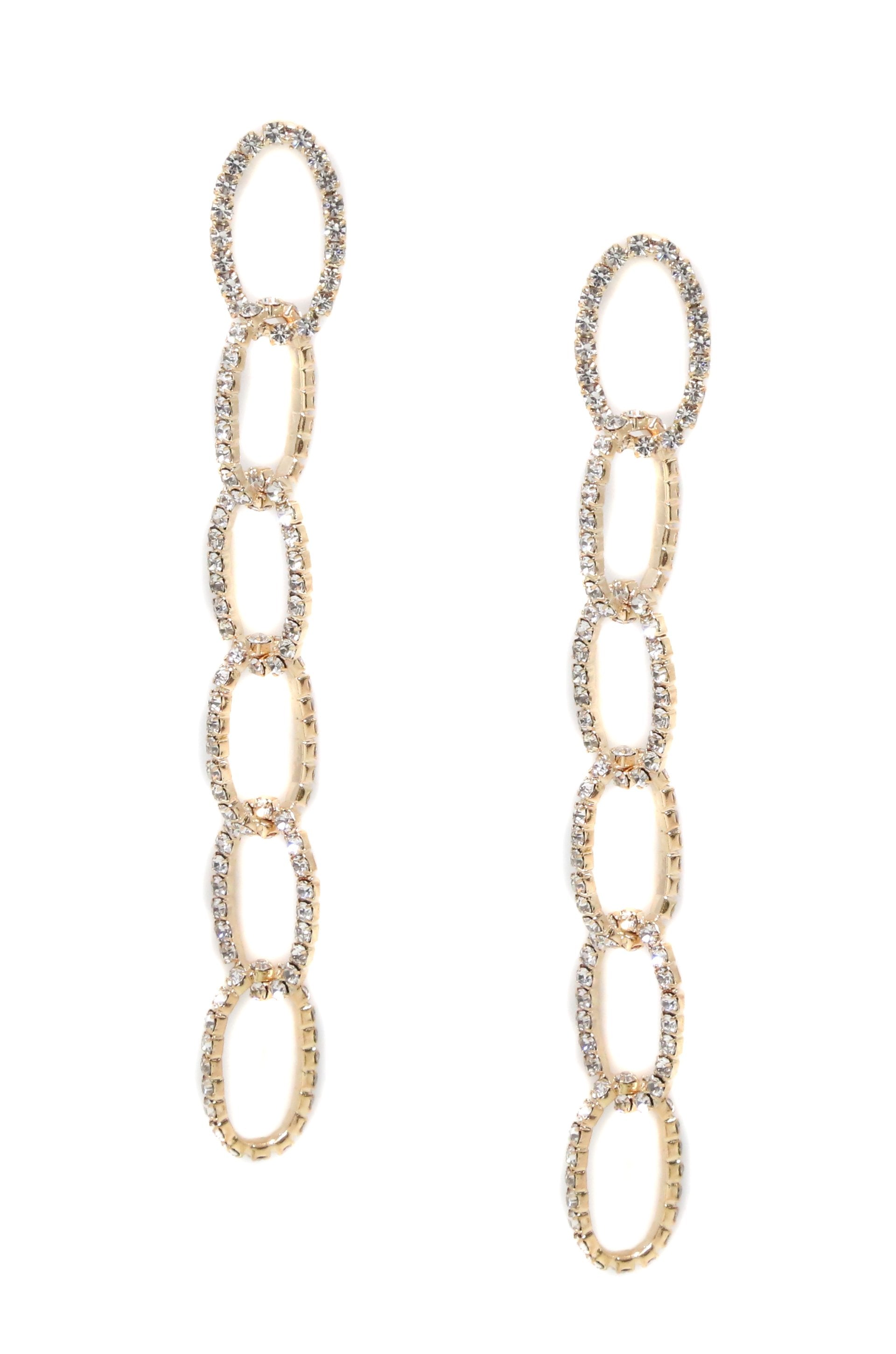 Sparkle Chain Link 18k Gold Plated Drop Earrings