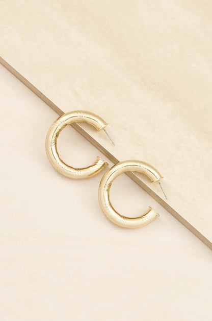 Thick and Minimal 18k Gold Plated Hoops on slate