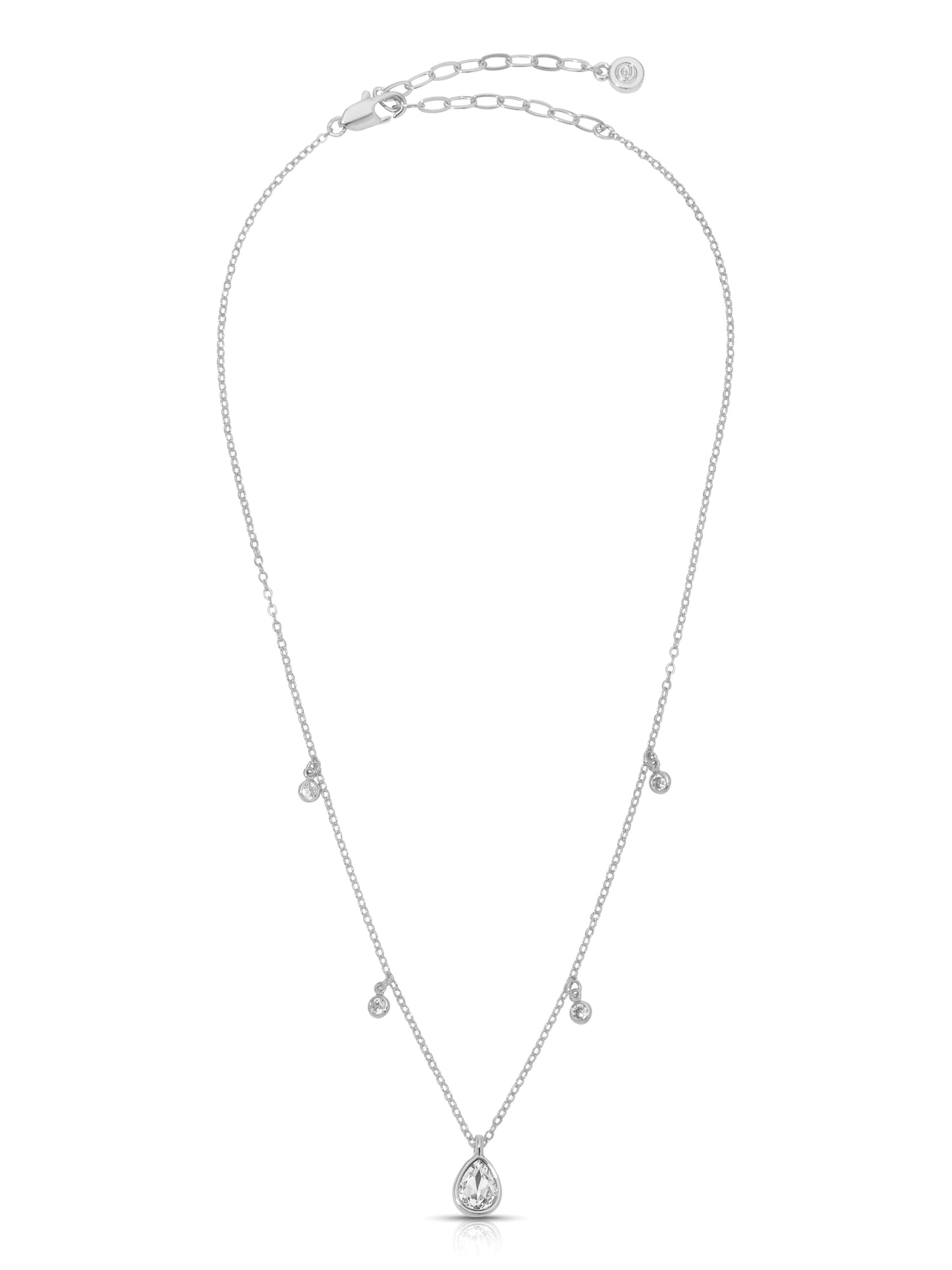 Dripping in Crystals Drop Necklace Clear Crystal with Silver Plating 2