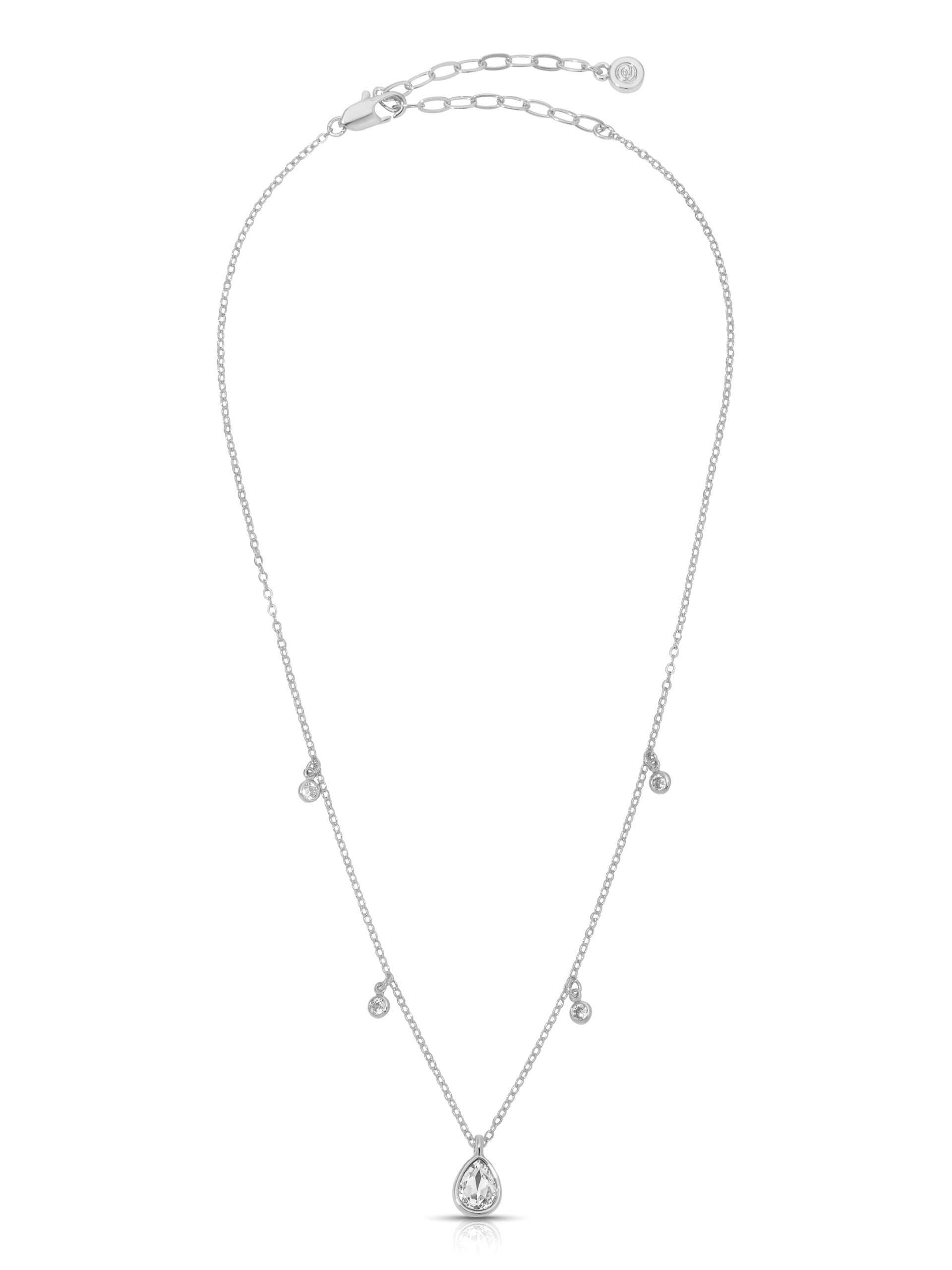 Dripping in Crystals Drop Necklace Clear Crystal with Silver Plating 2