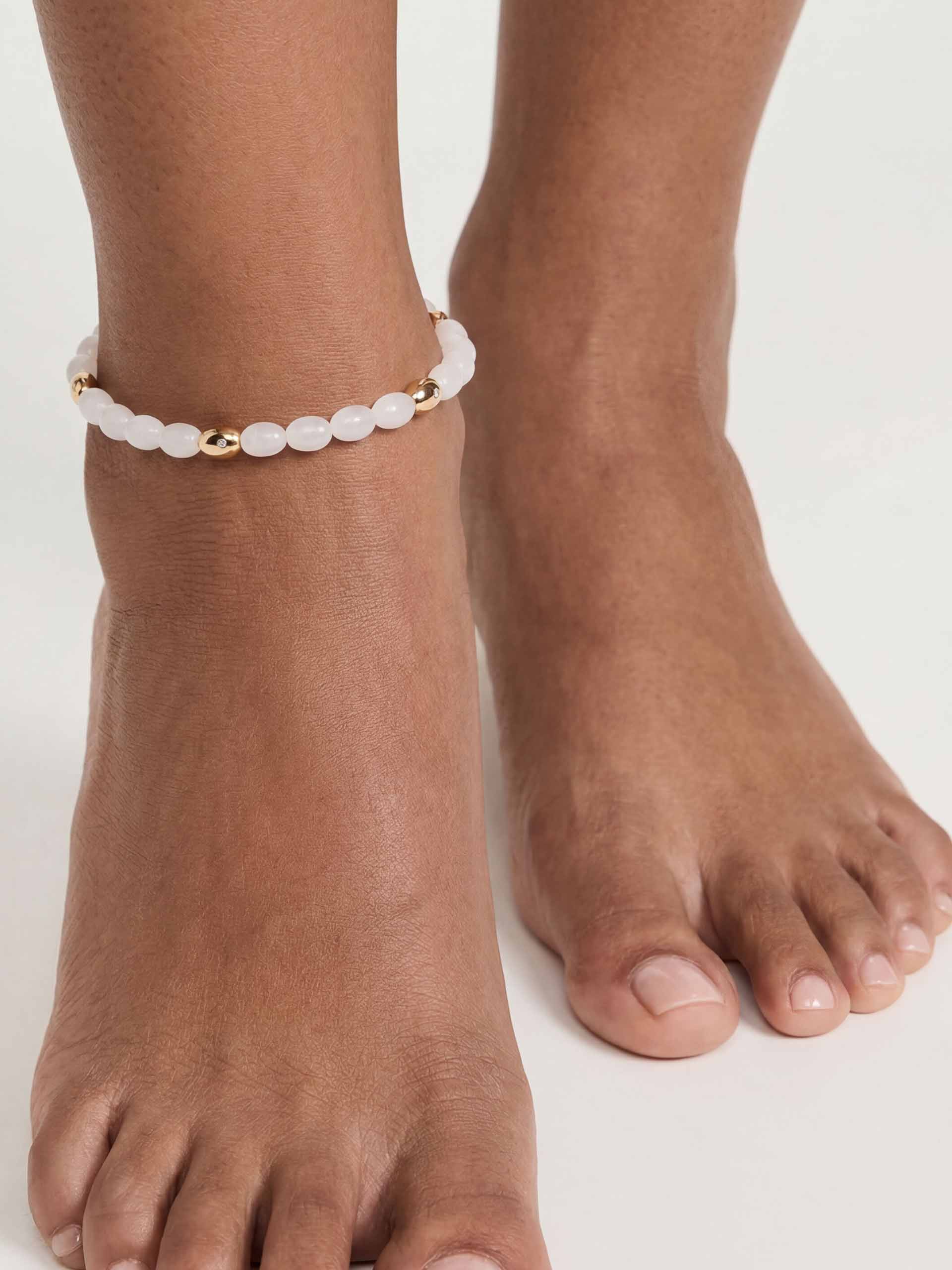 Bone Polished Pebble Anklet with 18K Gold Plating 3