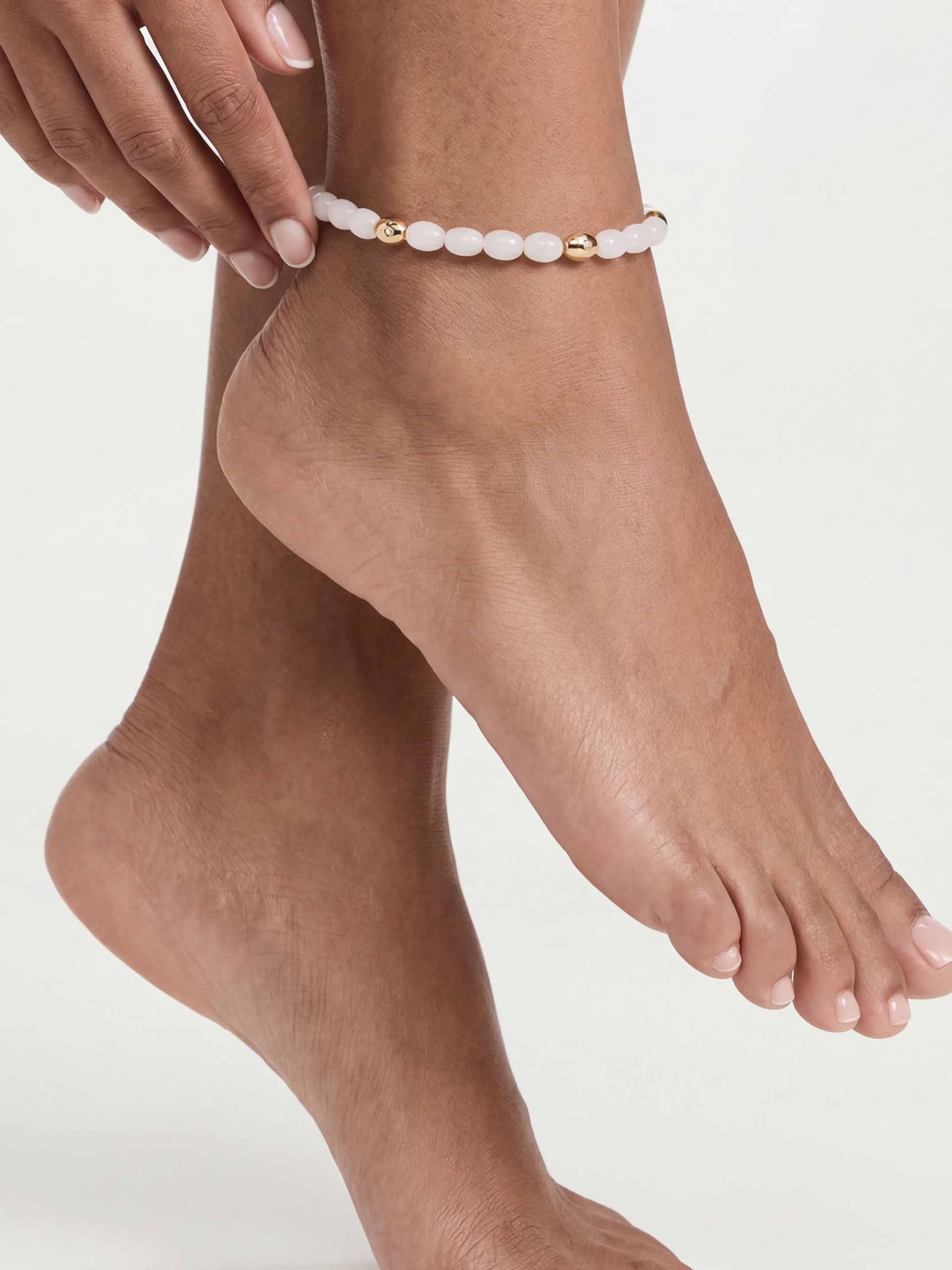 Bone Polished Pebble Anklet with 18K Gold Plating 4