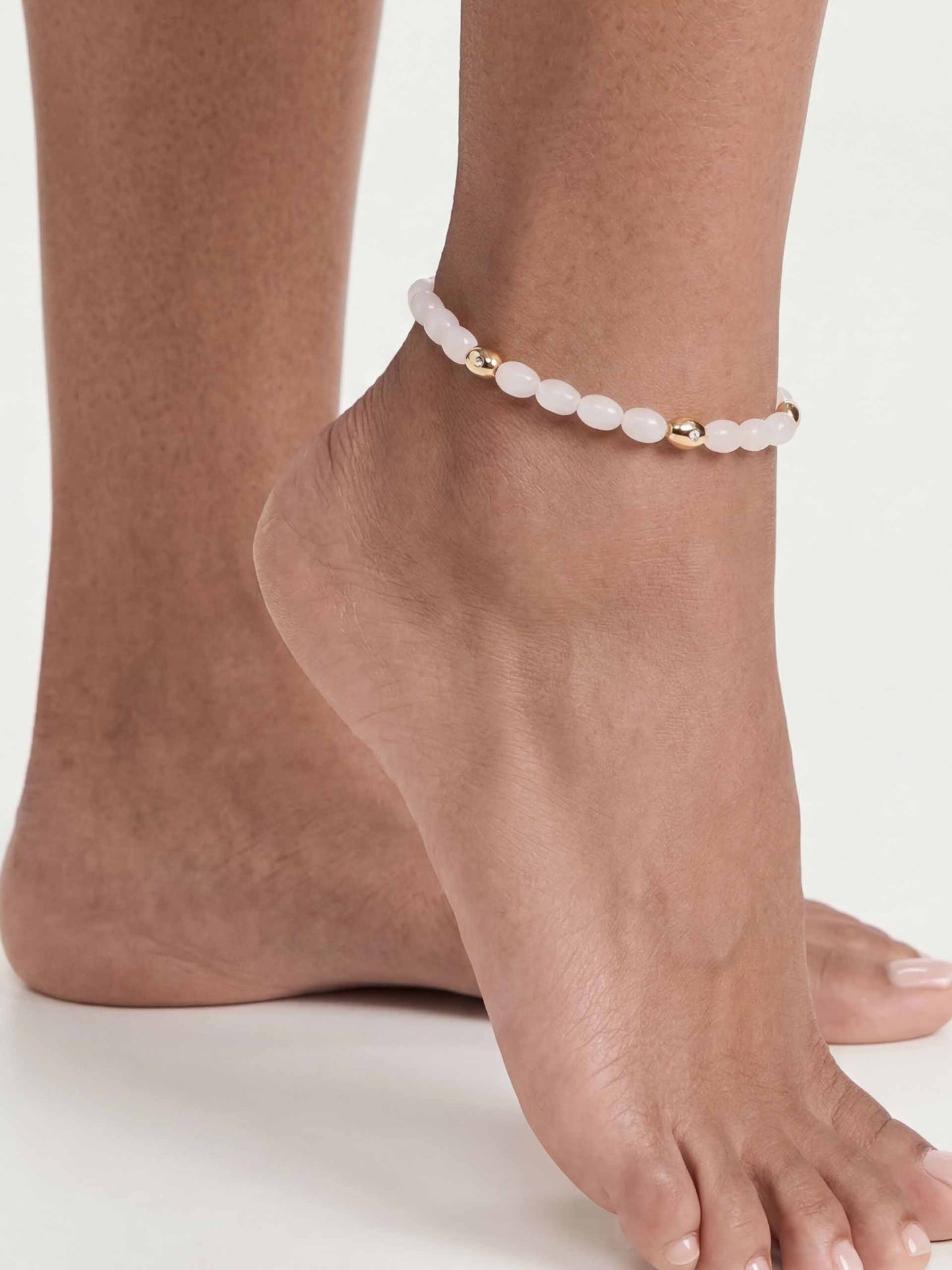 Bone Polished Pebble Anklet with 18K Gold Plating 2