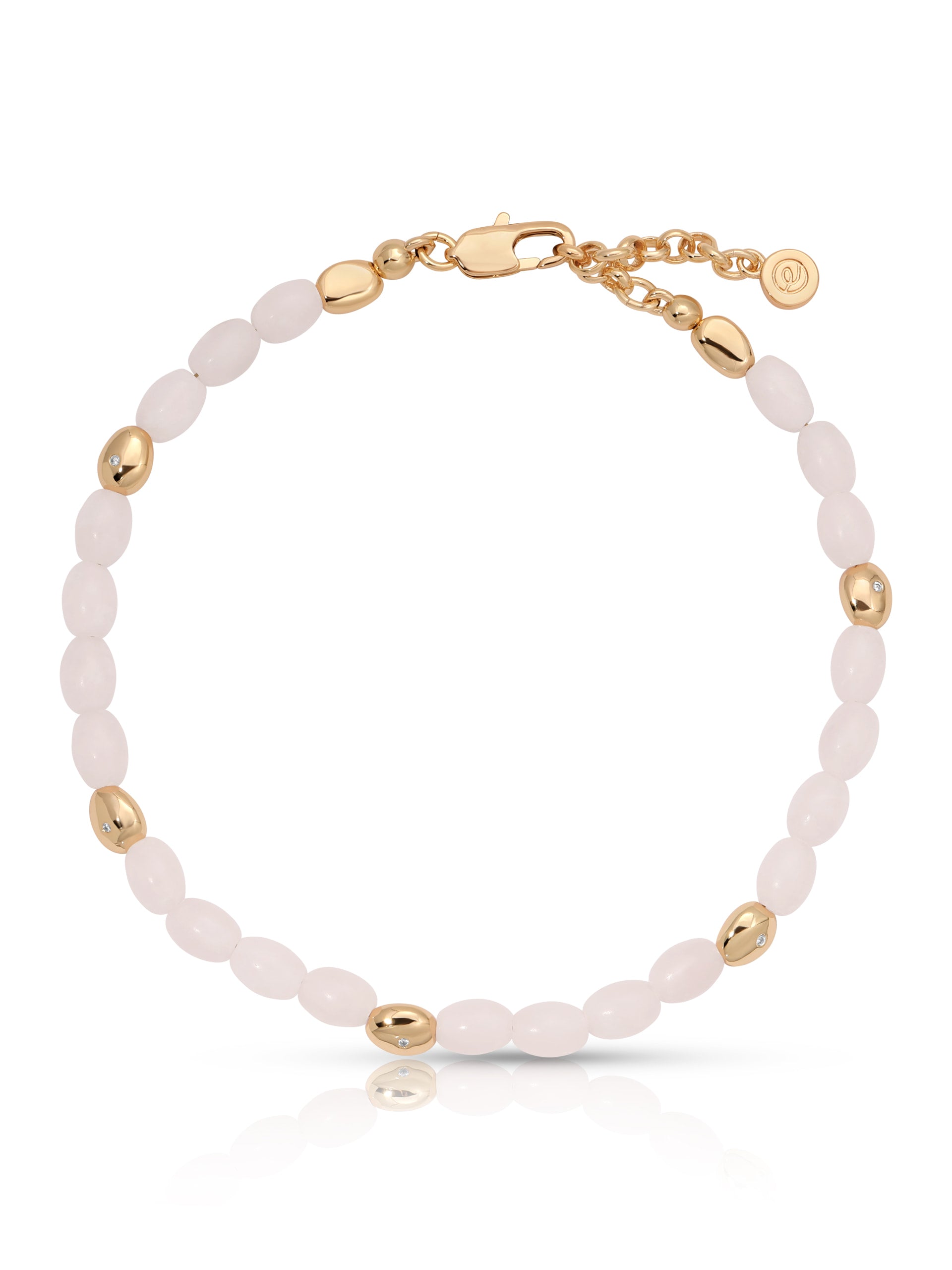 Rose Quartz Polished Pebble Anklet