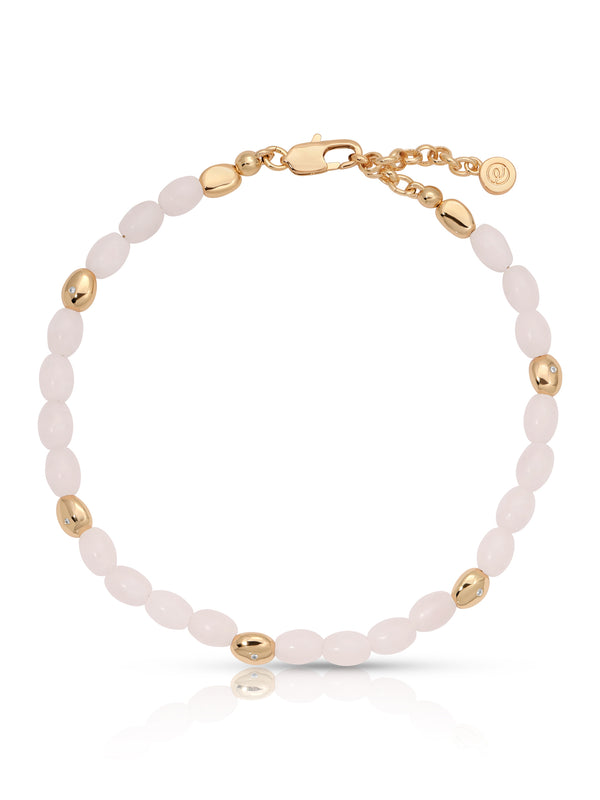 Rose Polished Pebble Anklet
