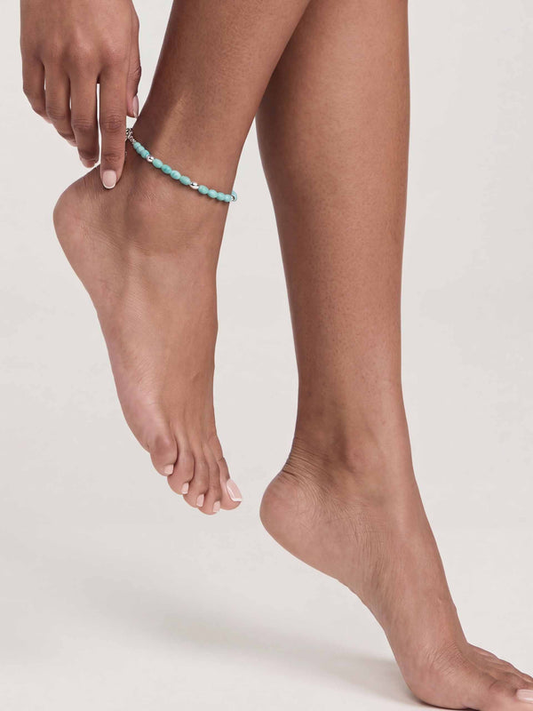 Turquoise Polished Pebble Anklet Second