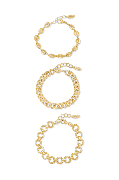 Might & Chain 18kt Gold Plated Bracelet Set