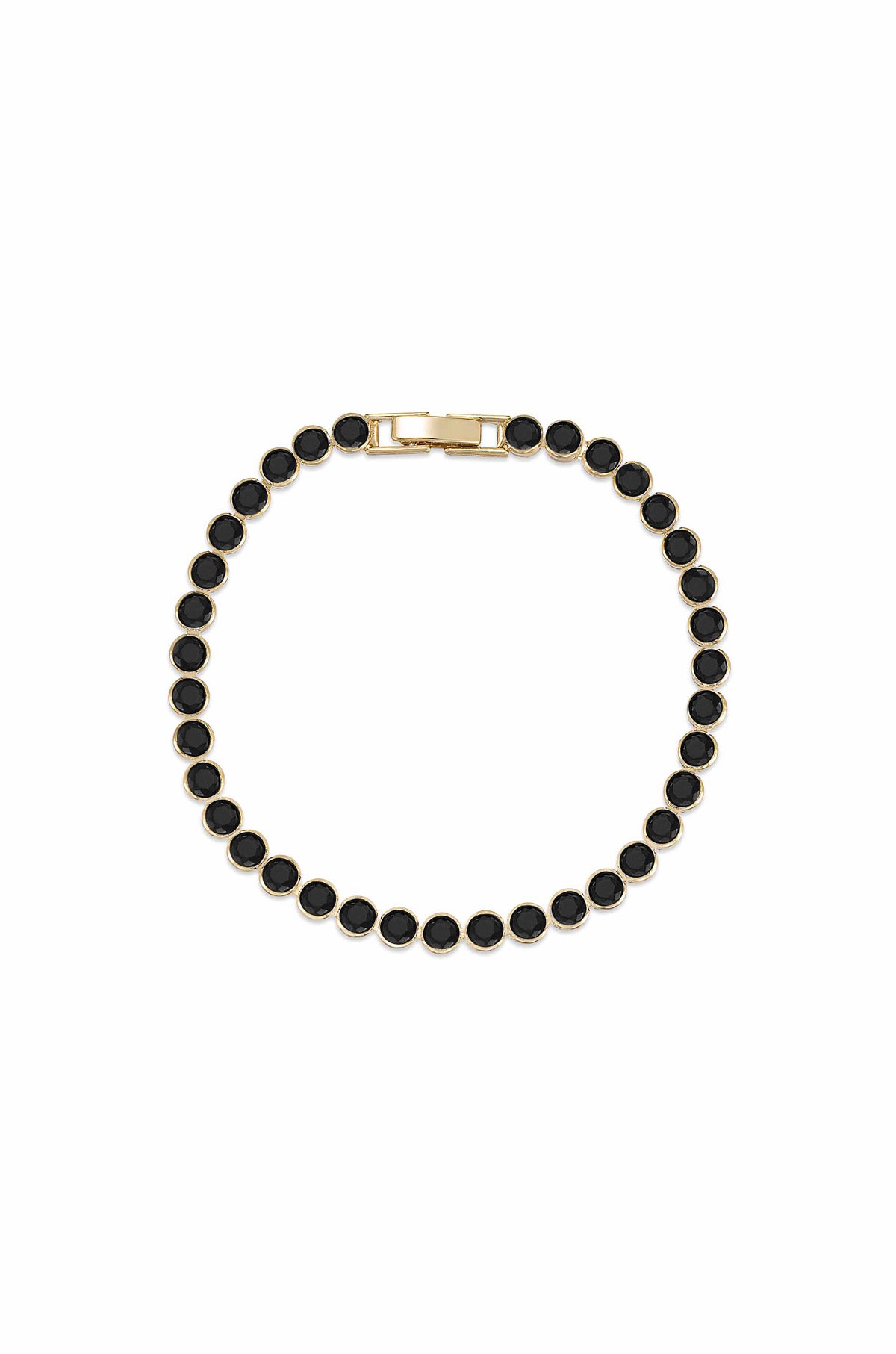 Crystal Chain Tennis Bracelet Black Crystal with 18k Gold Plating