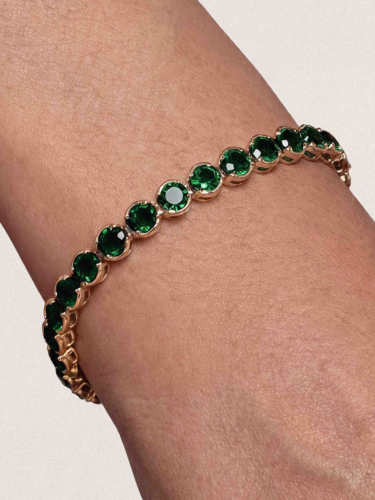 Crystal Chain Tennis Bracelet Emerald Crystal with 18k Gold Plating model 1
