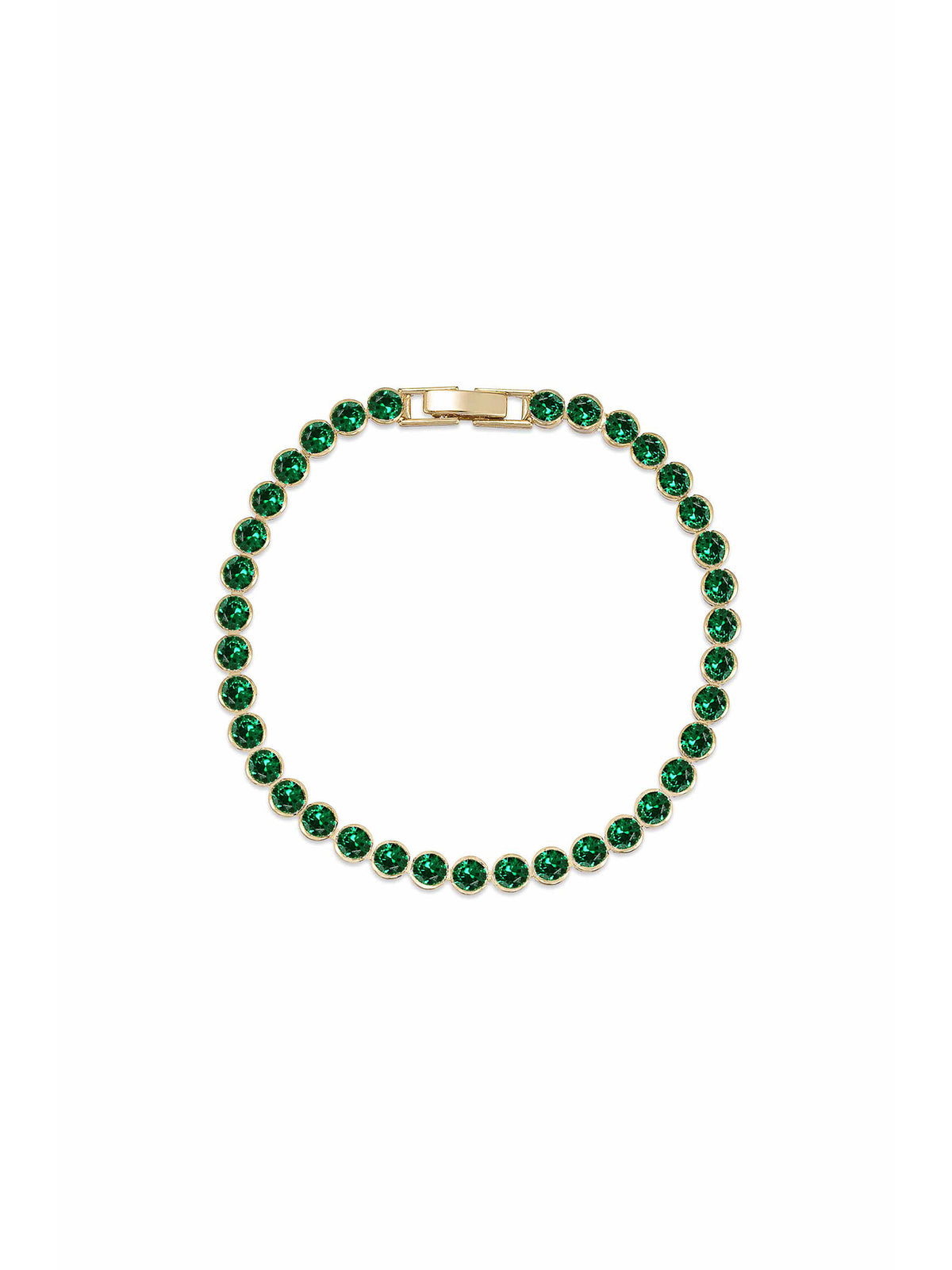 Crystal Chain Tennis Bracelet Emerald Crystal with 18k Gold Plating