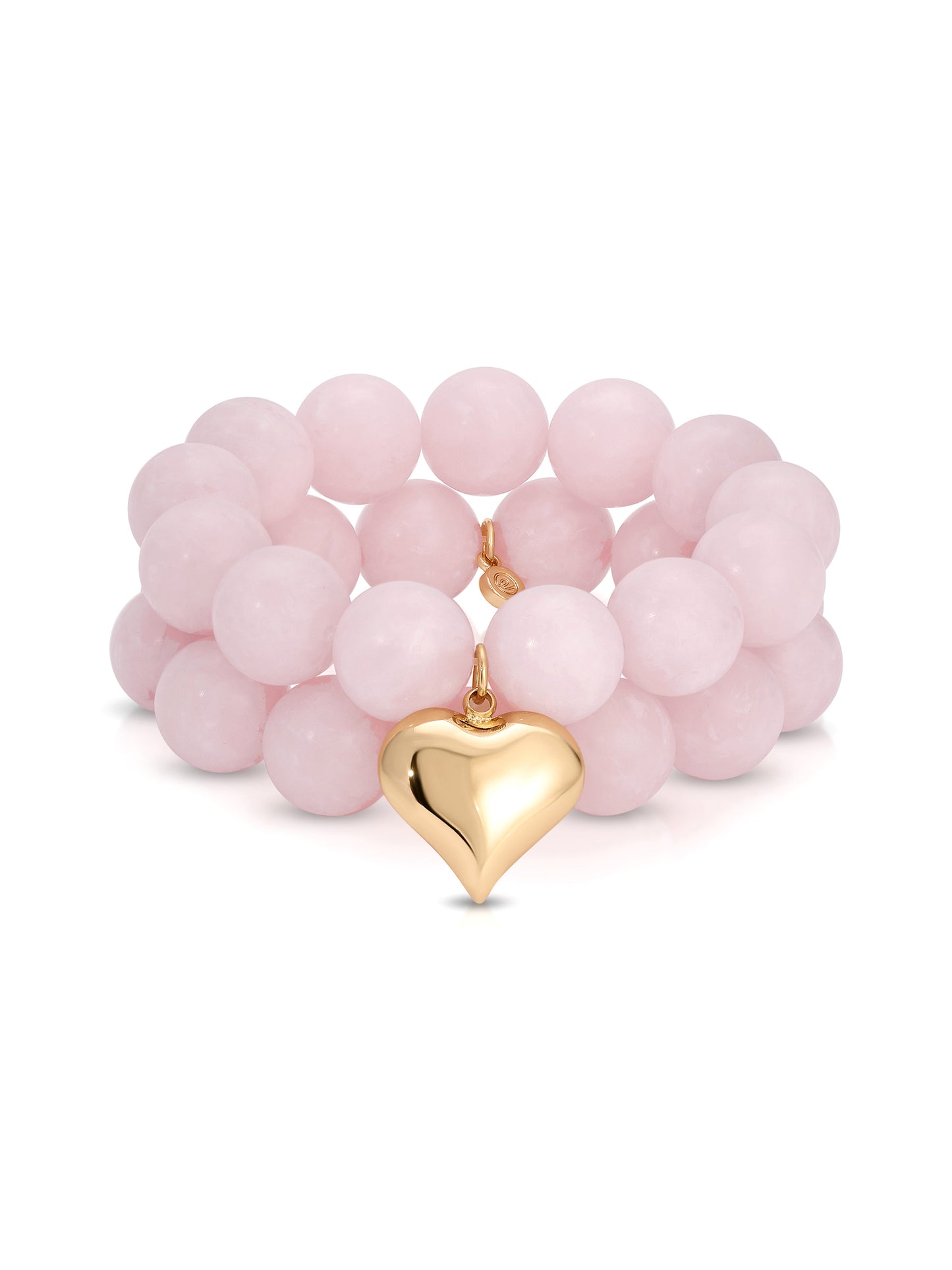 rose colored beaded bracelet with heart charm
