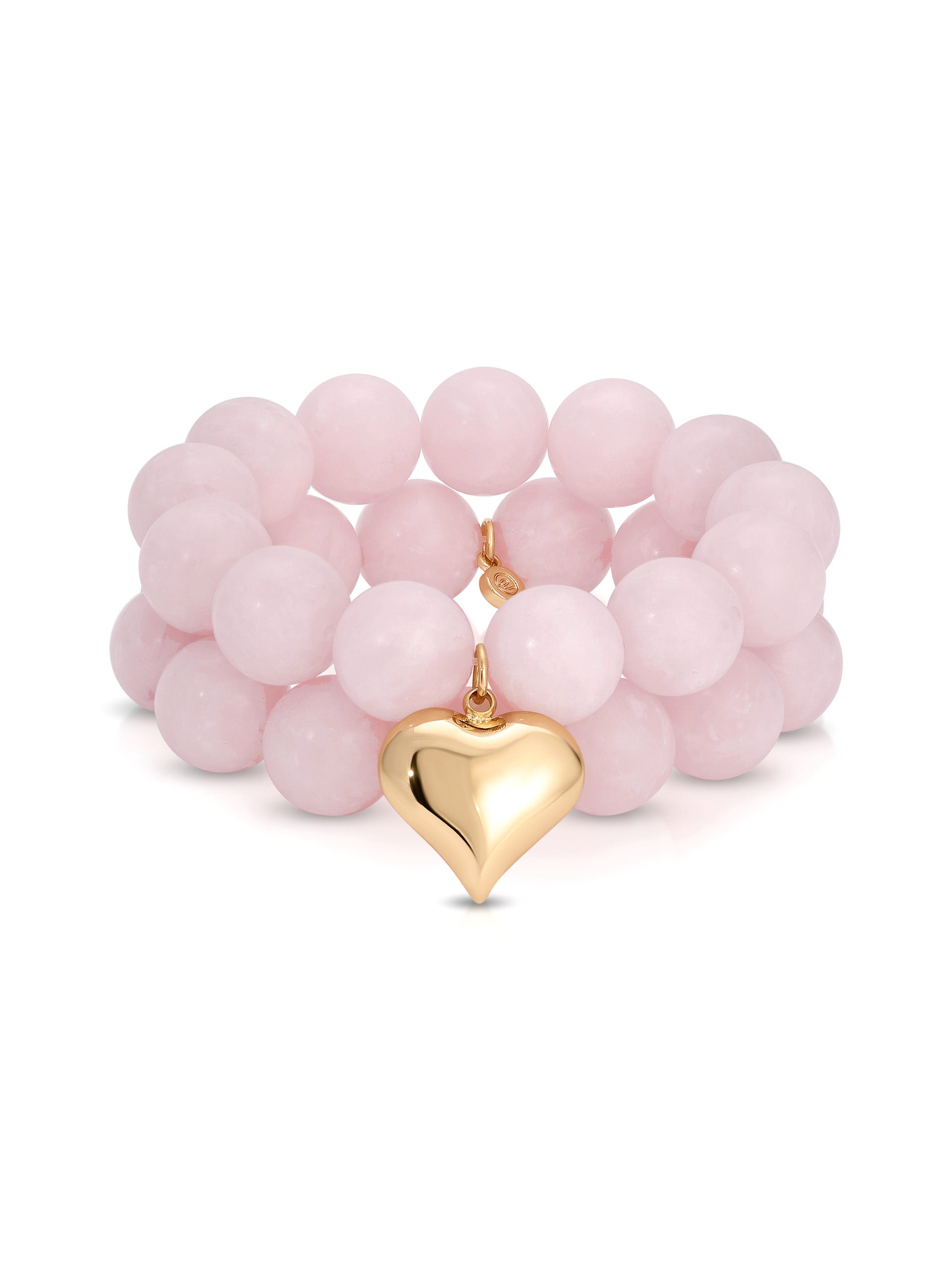 rose colored beaded bracelet with heart charm