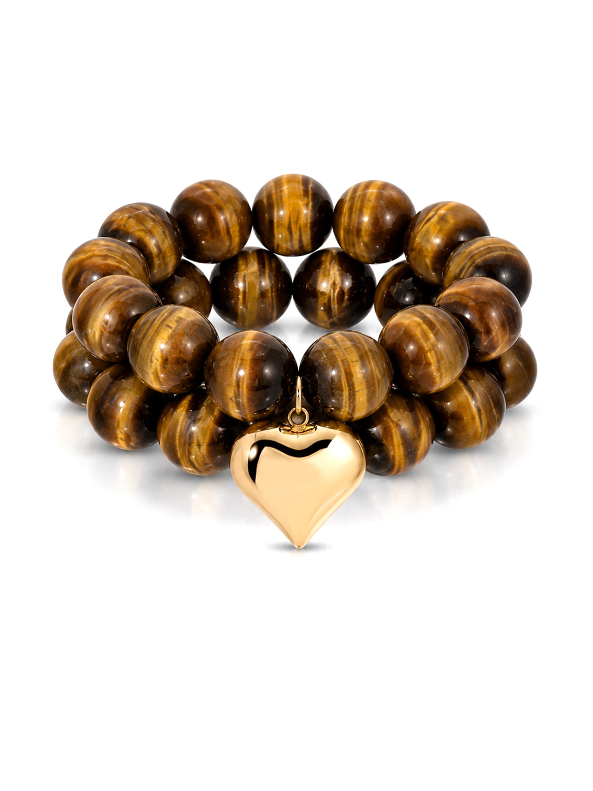 Luck and Love Tiger's Eye Heart Bracelet Set